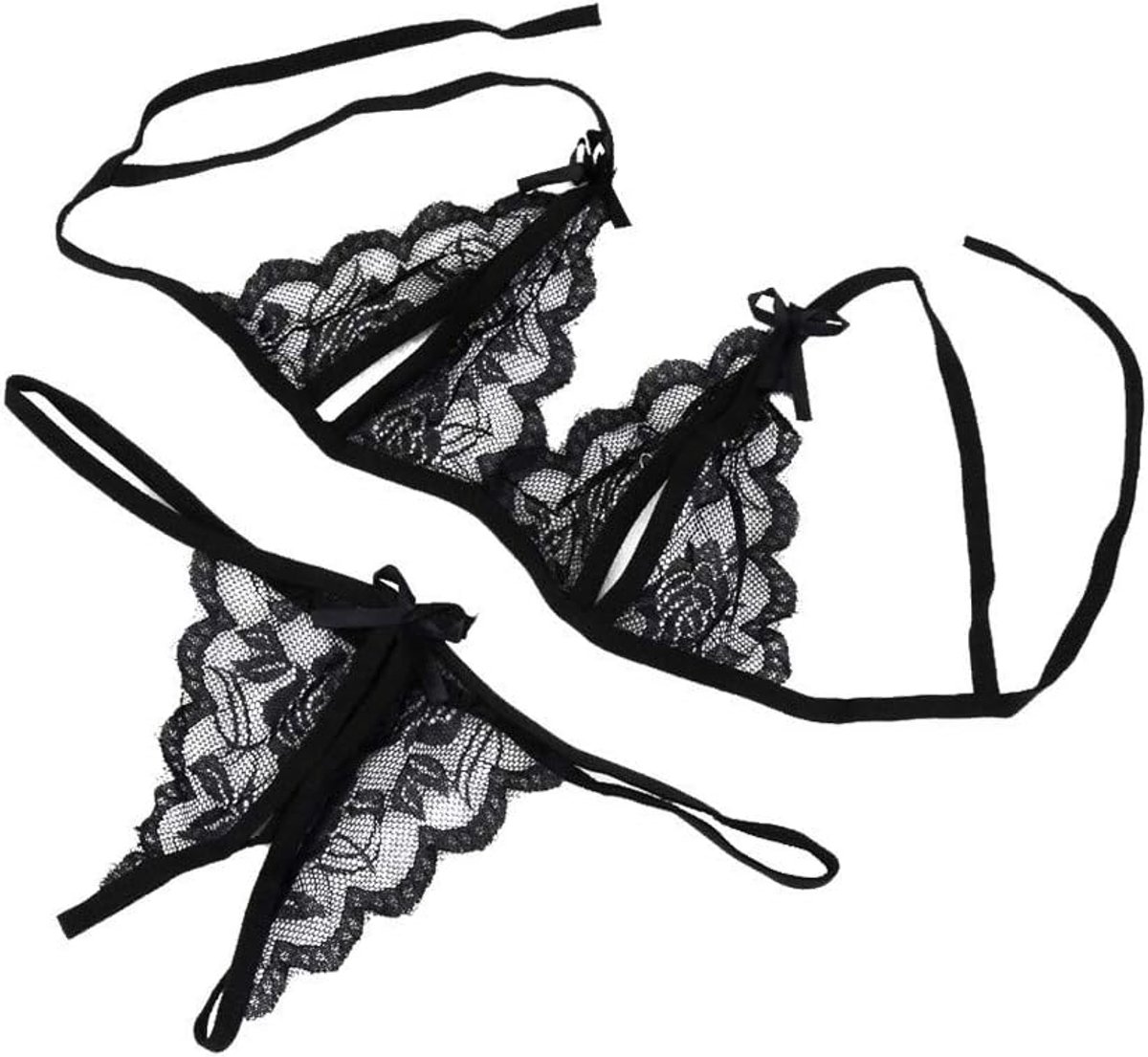 Nachtkleding dames lingerie kant vrouwen G-string ondergoed sexy, De zwarte, L