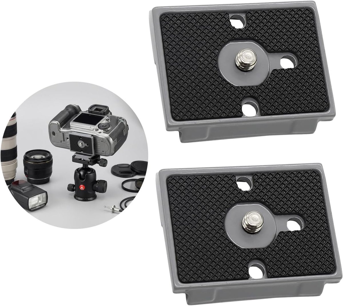 2 stuks snelontgrendelingsplaten, compatibel met Manfrotto 200PL-14, bevestigingsplaten van aluminiumlegering voor statiefkogelgewrichten