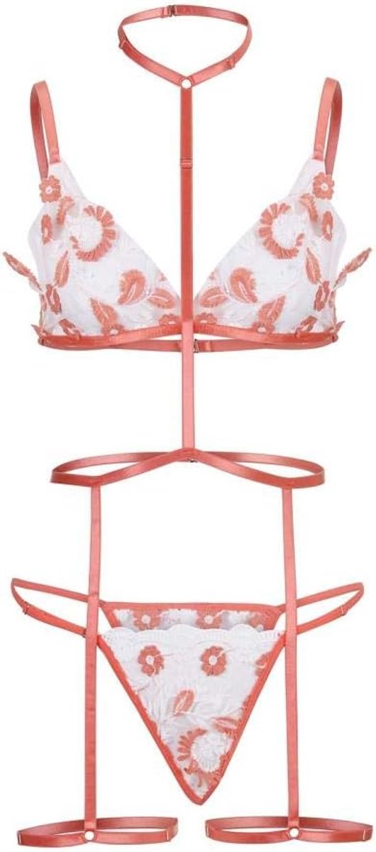 Dames 3 stks Sexy Borduurwerk Vrouwen Ondergoed Kousenbanden Sexy Dunne Lingerie Vrouw set