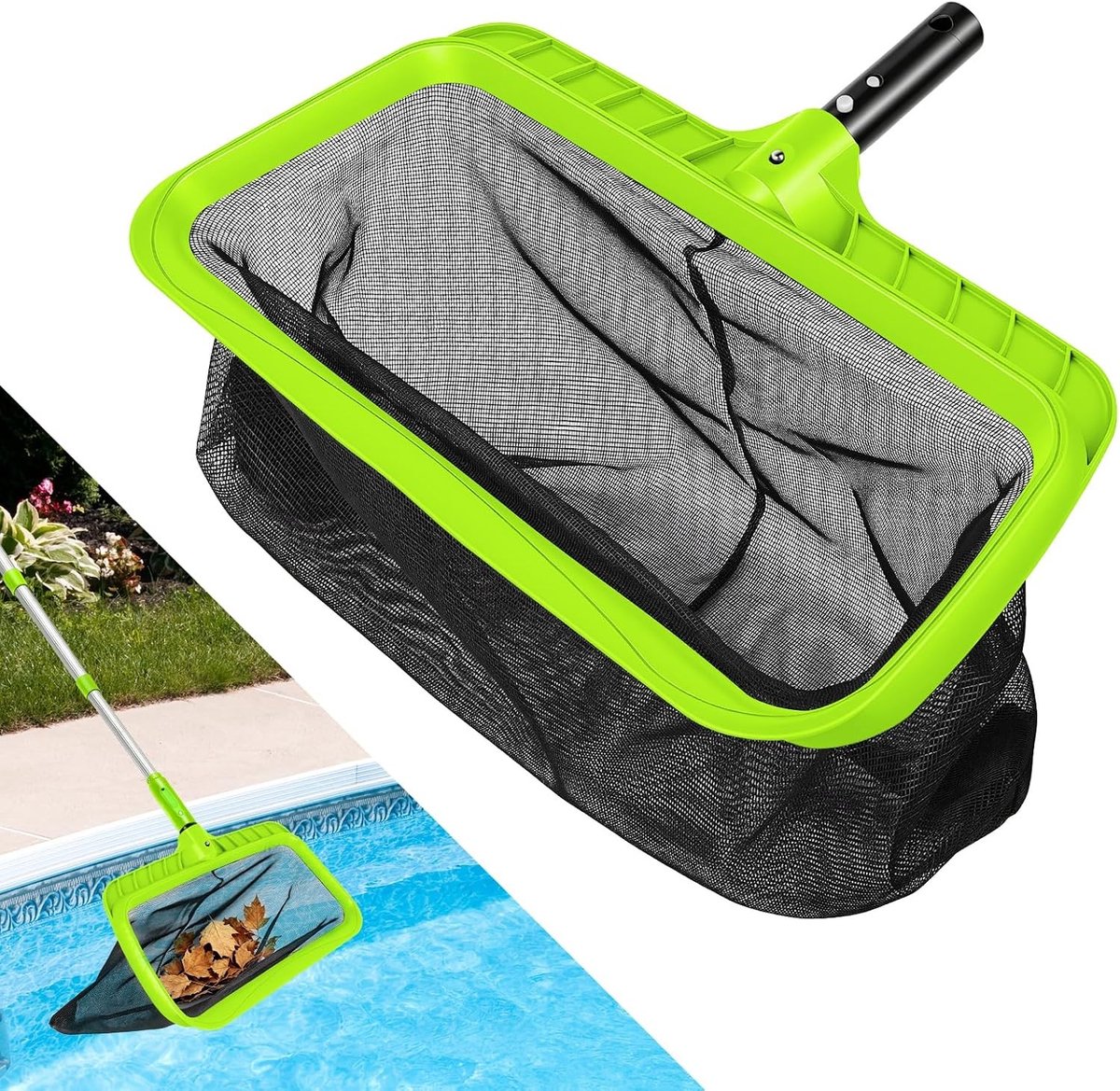 Efficiënt zwembad landing net met fijne mazen voor het vangen van vuil en bladeren in zwembaden, vijvers en spa's