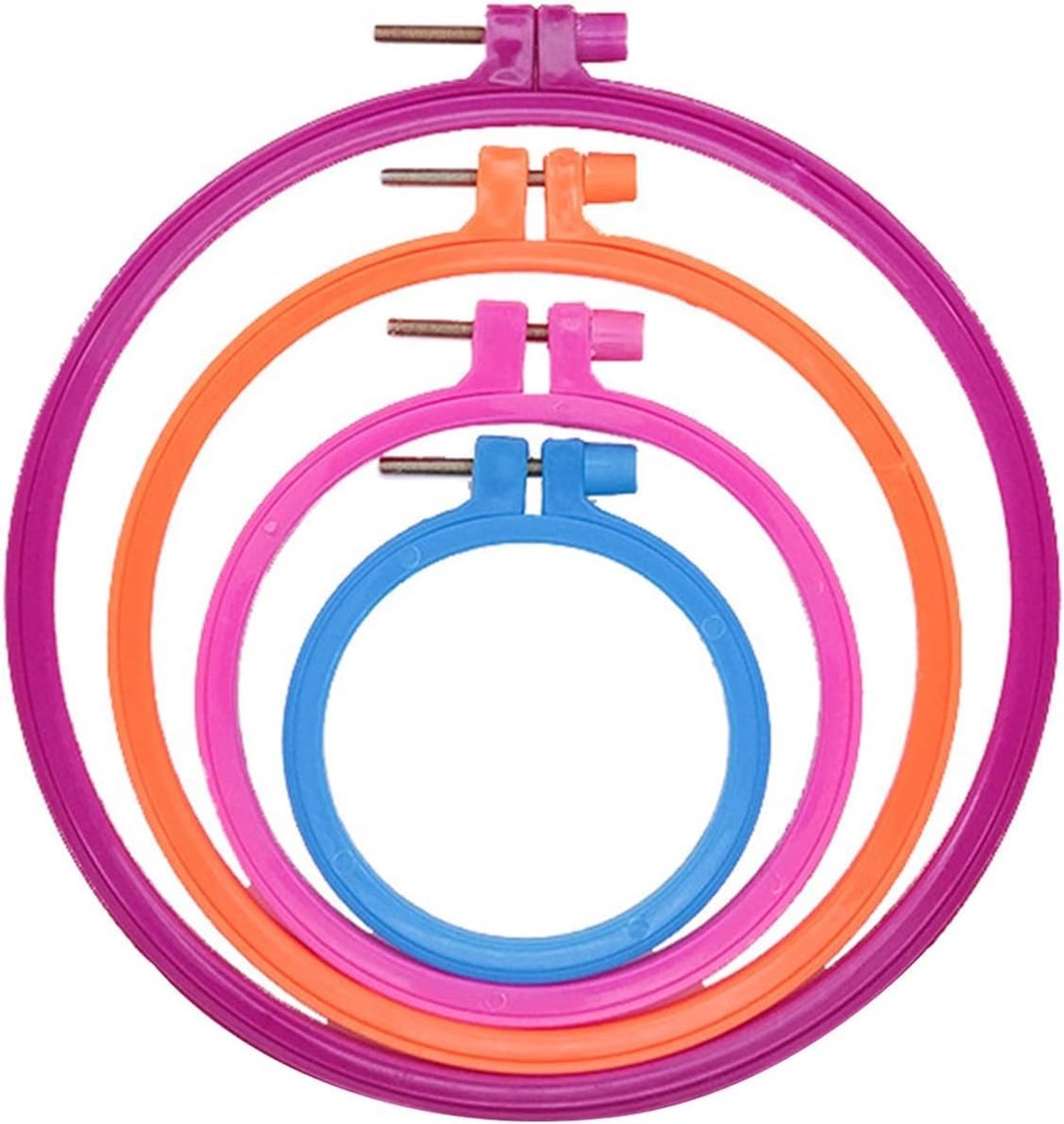 Set van 4 ronde borduurlijsten, kruissteekring, ringen, borduurring, cirkel, kruissteek, hoepelring, borduurframe, voor doe-het-zelf kunst, handwerk, handig naaien, 4 stuks