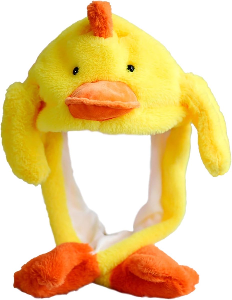 Pet met beweegbare oren, dinosaurushoed, pluche dier, grappige hoed, cadeau voor volwassenen en kinderen, voor feest, cosplay en carnaval