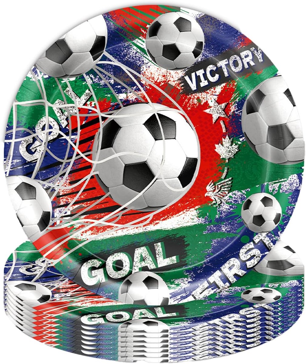 16 stuks papieren borden met voetbalmotief, 23 cm, voor sportevenementen, pubs, vieringen en voetbalfeesten