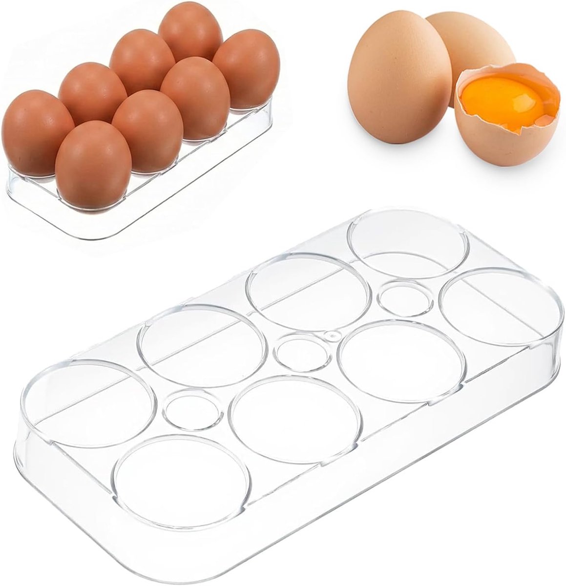 Eierdoos, kunststof eierdoos, eieropslag, voor koelkast, camping, eierhouder, eierschaal
