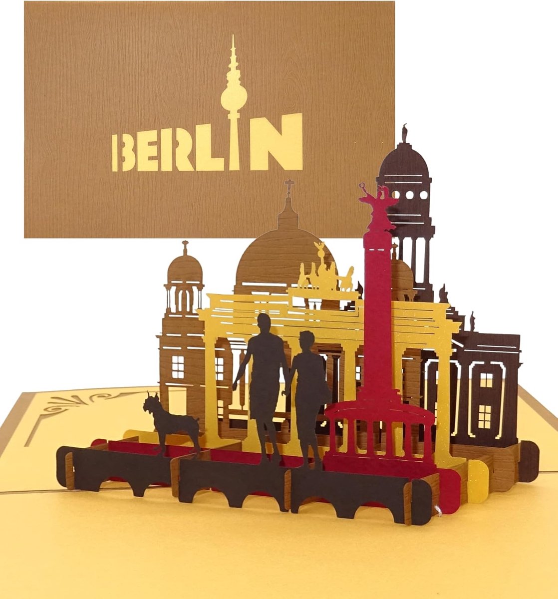 Kaart "Berlin Skyline & City Life" - 3D panorama Berlinkarte als souvenirs, cadeau, reisvoucher, decoratie & geschenkverpakking voor de stedentrip naar Berlijn