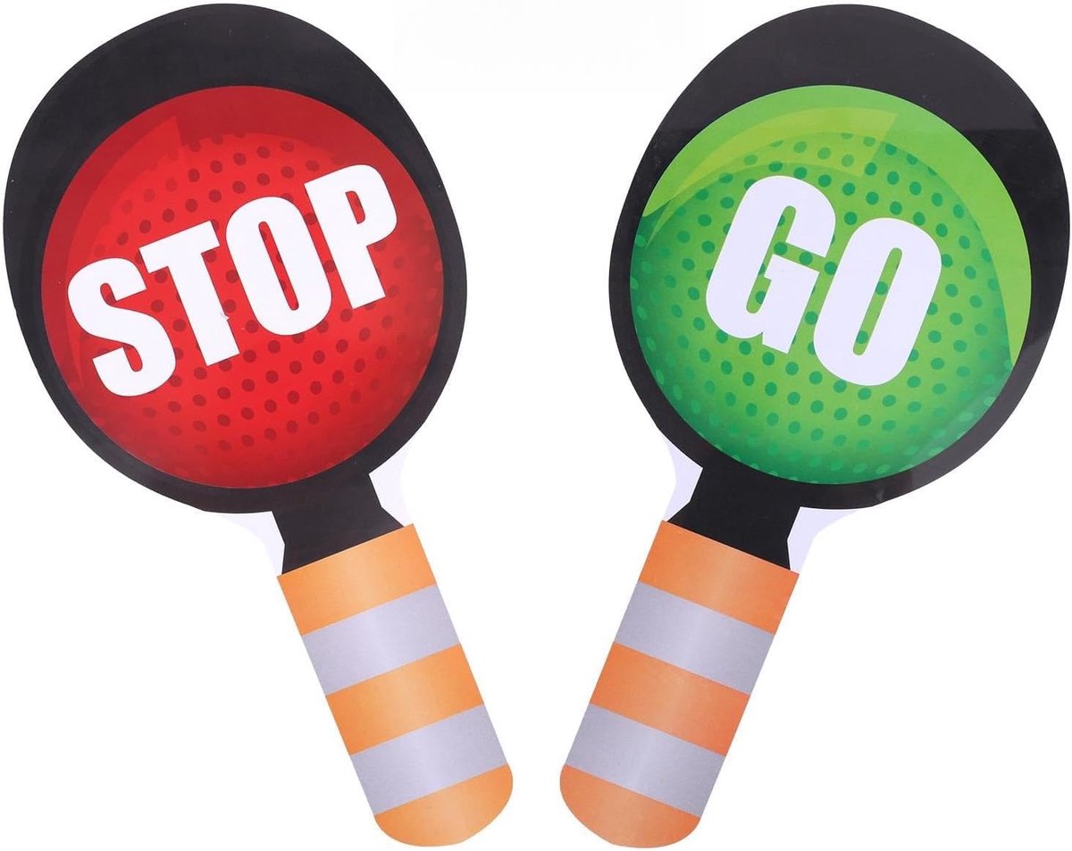 Stop en Ga Bord met Handvat, Dubbelzijdig Waterdicht Plastic Stopbord Licht Rood Groen Verkeersbord voor Oversteekwacht Straatveiligheid Parkeren(Stijl 1)