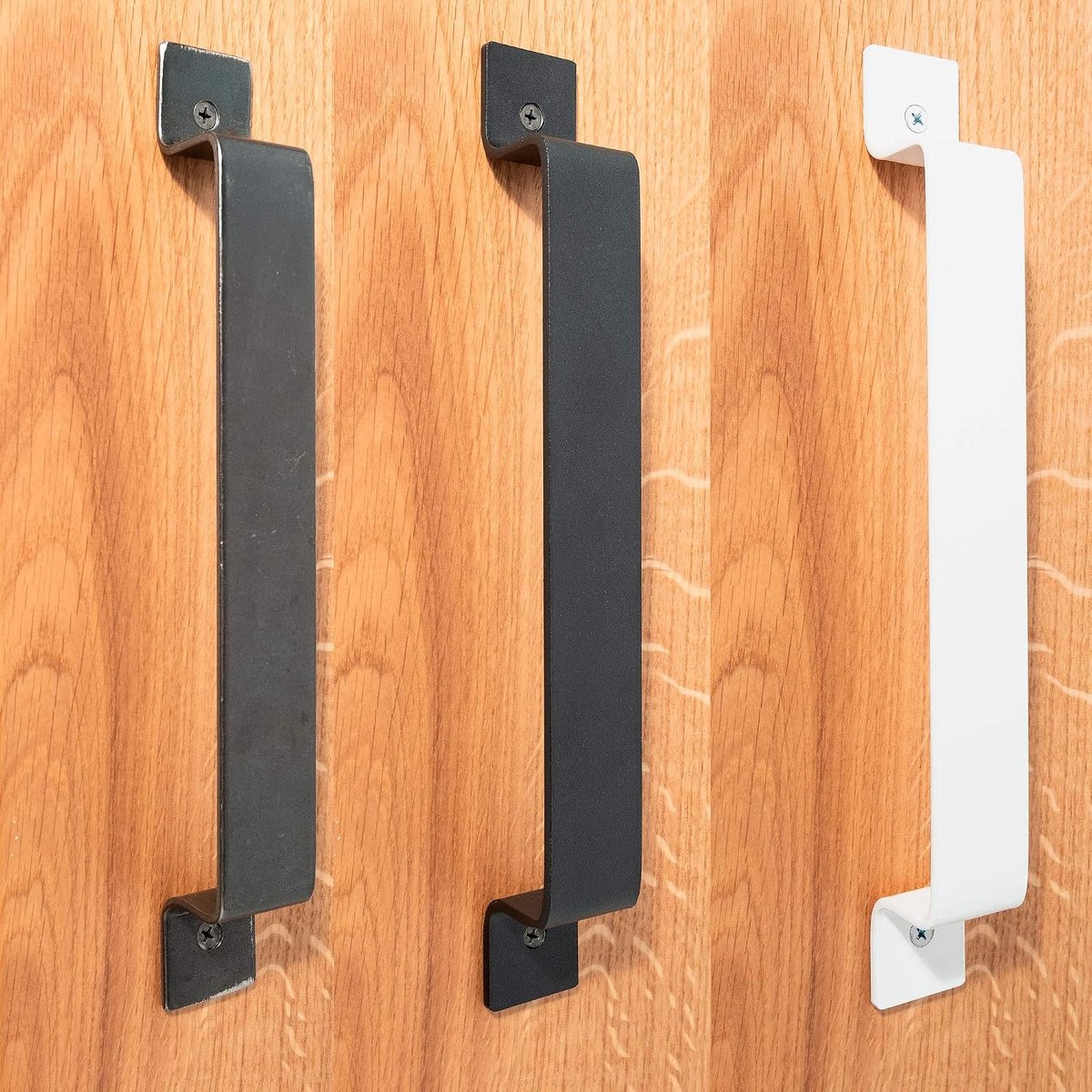 1x Natural Goods Berlin Deurkruk "FLAT" schuifdeur handvat Barn Deur Hardware | metaal | gepoedercoat | Schuur poort, keukendeur, ruimteverdeler (model "FLAT", wit)