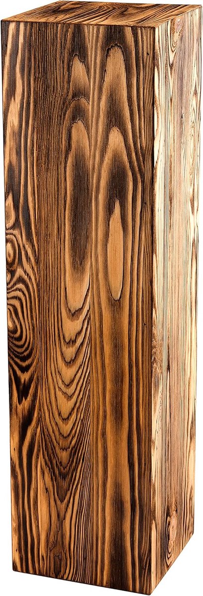 Zuil, Rustieke decoratieve zuil, Boomstamdecoratie, Vloerlantaarnstandaard, Houten plantenstandaard, Tijdloze houtdecoratie, Stevig en duurzaam, Notenhout, 75x20x20 cm