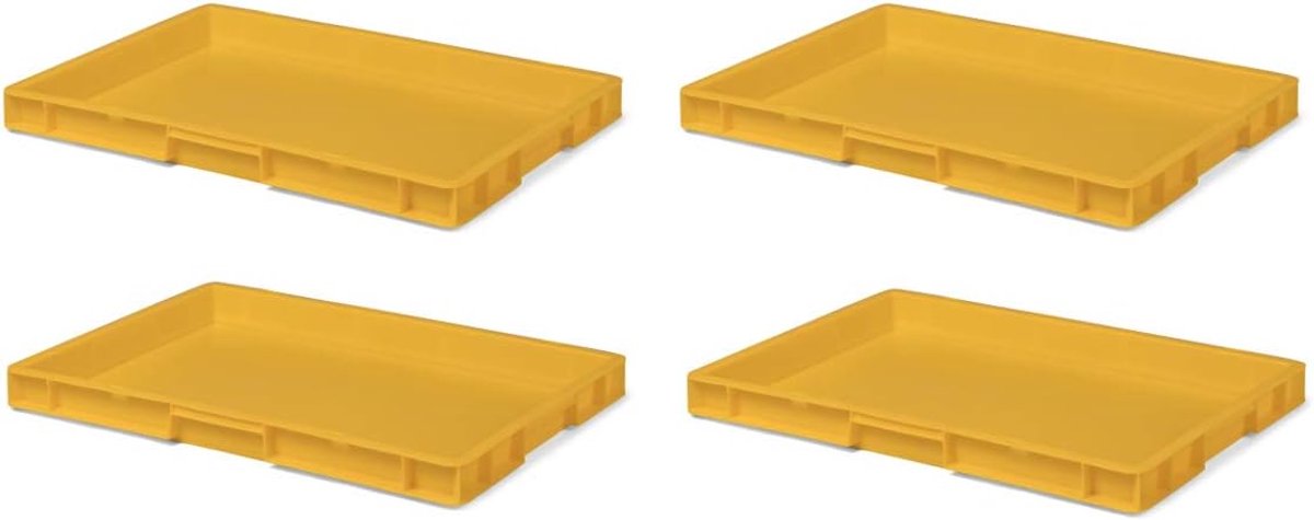 4 stuks transportstapelbakken TK650-0 geel, lxbxh 600x400x50 mm, uit PP, volume: 9,5 liter, echte industriële kwaliteit ook geschikt voor voedsel
