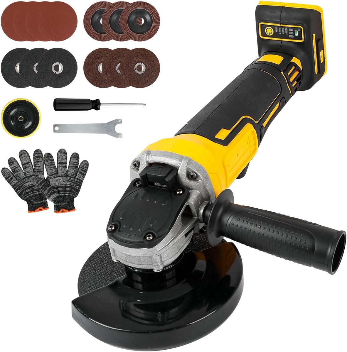 Haakse slijper voor Dewalt 18V/20V accu, 8000RPM borstelloze slijpmachine met 125mm slijpschijven voor snijden, slijpen, polijsten (geen accu) - afbeelding 1