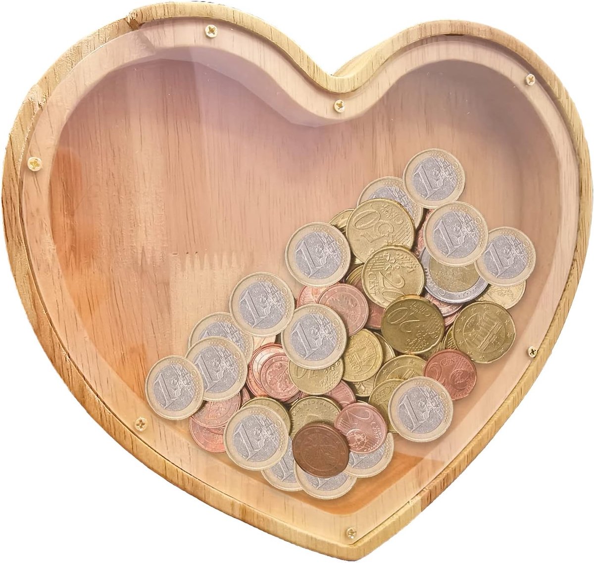 Spaarpotten Houten, Gepersonaliseerd Spaarpotten, Kinderen, voor Slaapkamer, Woonkamer, Tafeldecoratie of Opberger (Hartvormig)