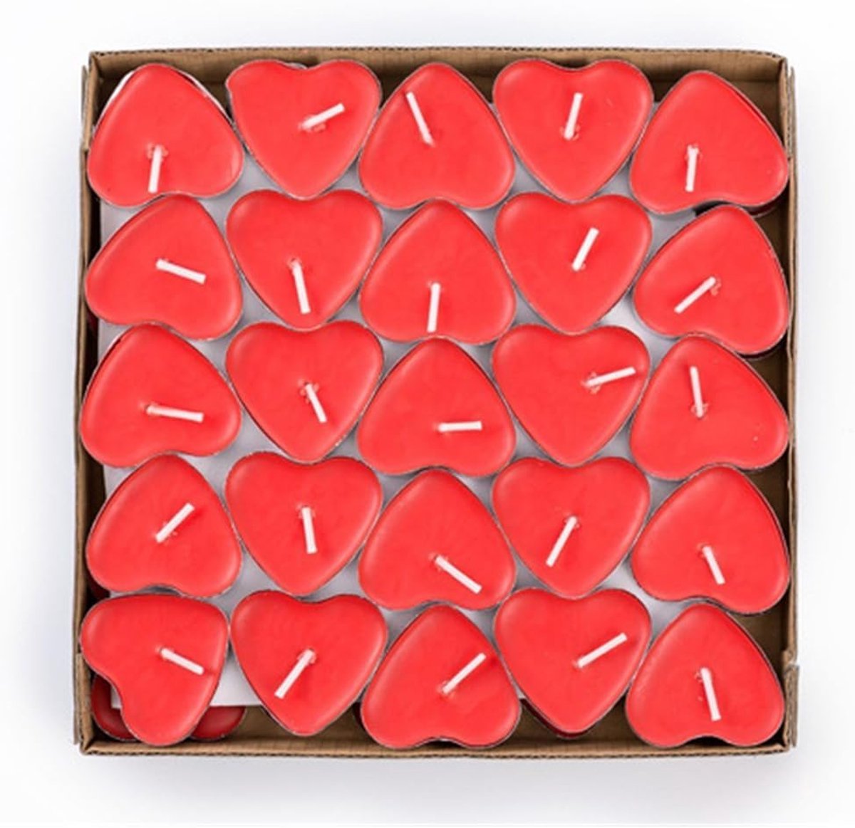 50 hartvormige kaarsen, rookvrije theelichtjes kaarsen voor verjaardag, voorstel, bruiloft, feest
