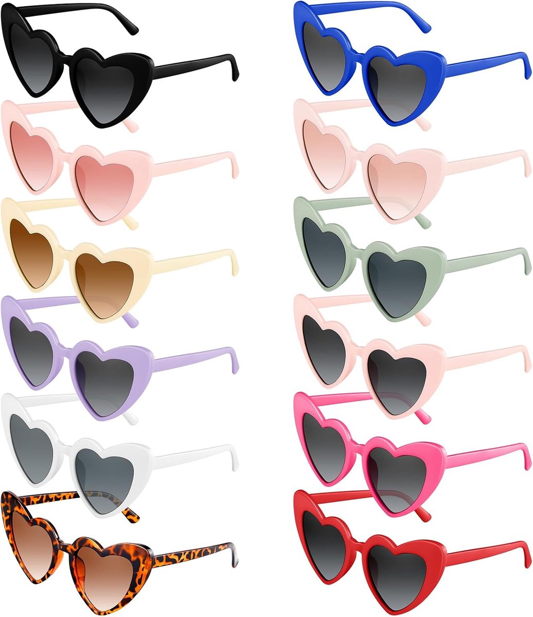 6/12/24/48 Pack Hart Zonnebril Vintage Hartvormige Bril Bulk Bachelorette Zonnebril voor Vrouwen Bruiloft Party