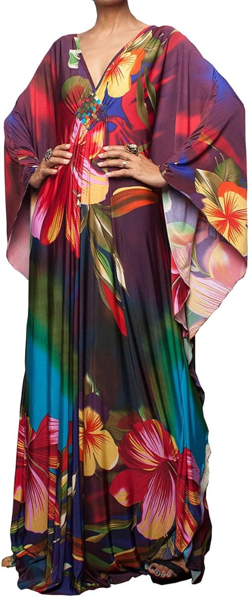 Kaftan voor dames, maxi-loungewear, oversized nachthemd, homewear, strand, cover-jurk