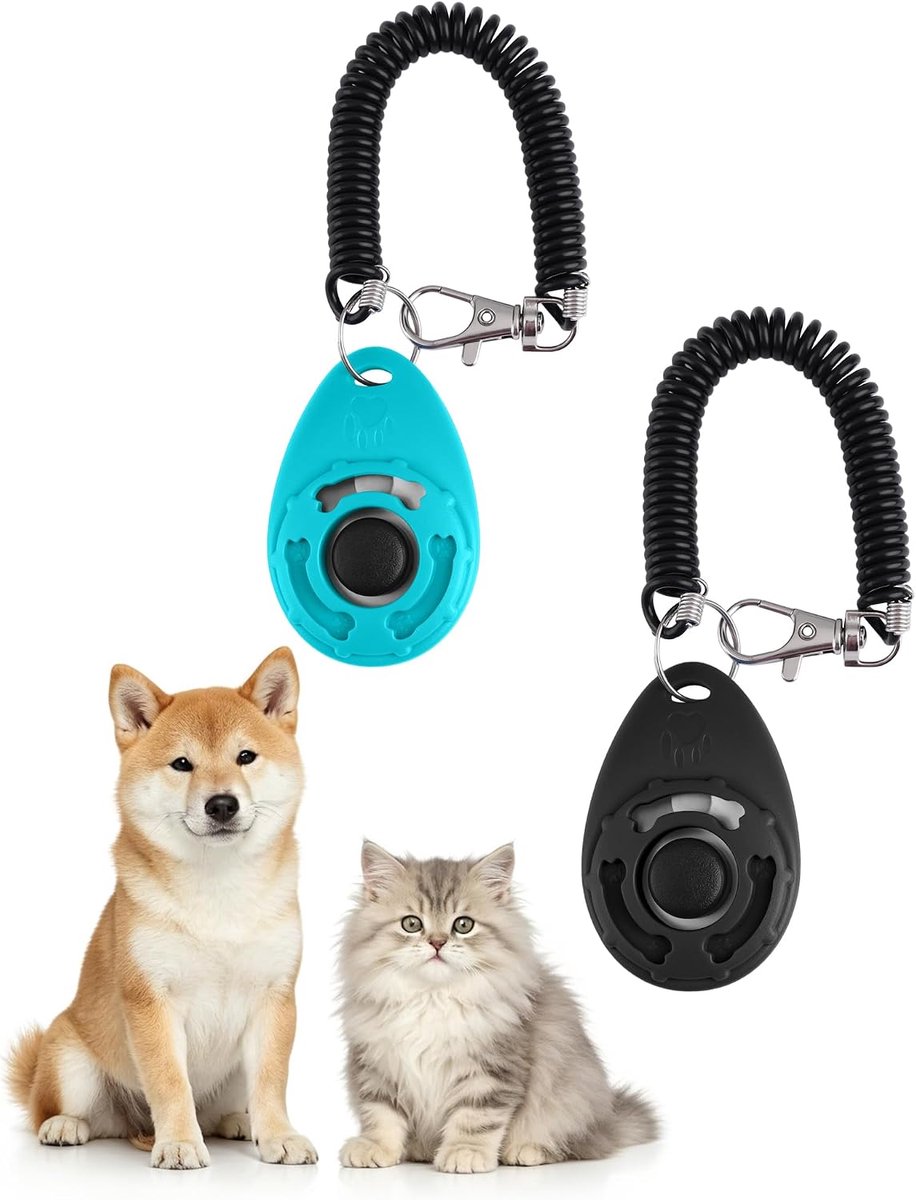 2 Dog Clicker met Elastische Polsband Grote Knop voor Honden, Katten