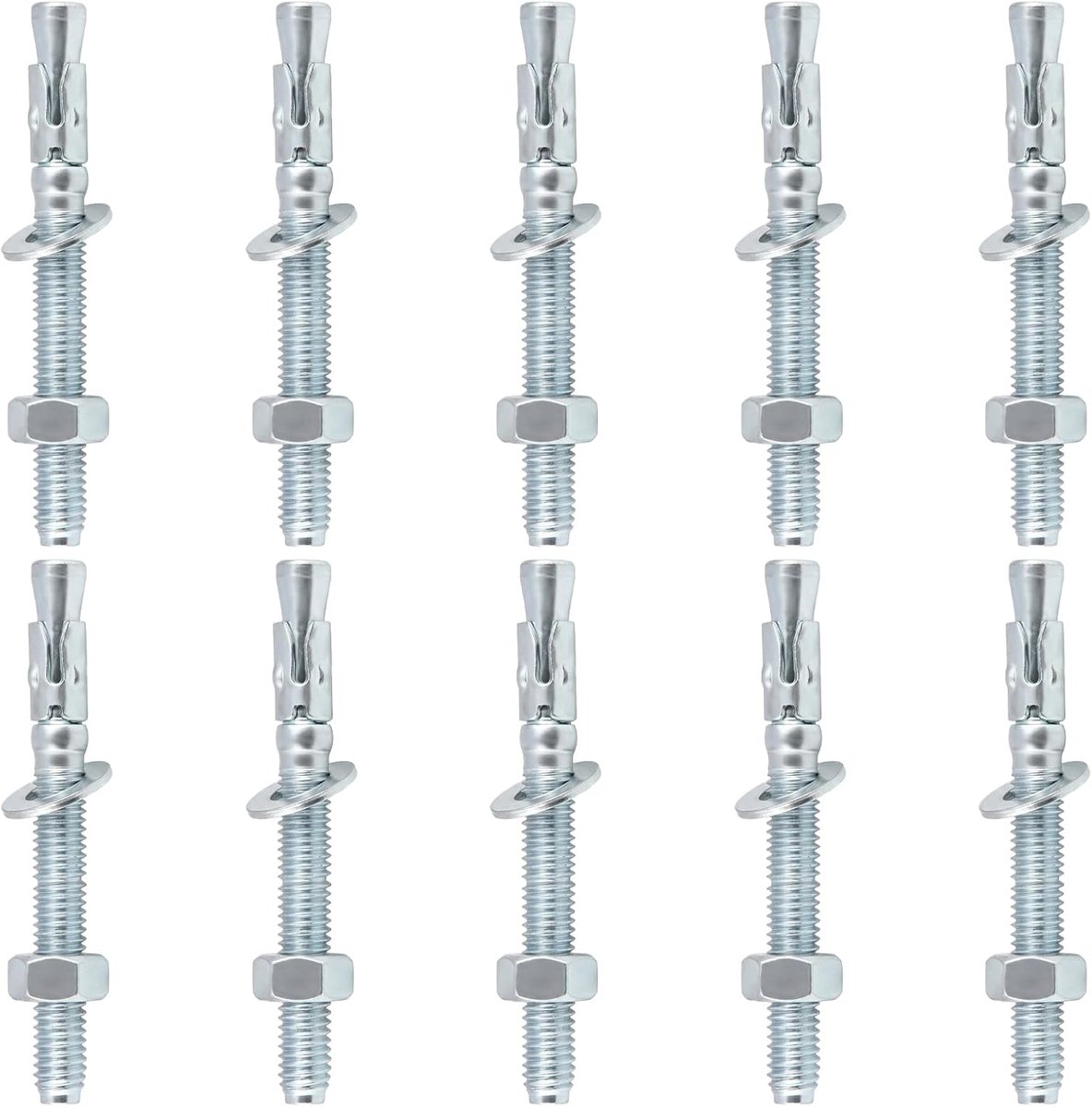 10 stuks vernikkelde wigankers M8 x 80 mm metalen pluggen ankerbouten metselanker betonanker