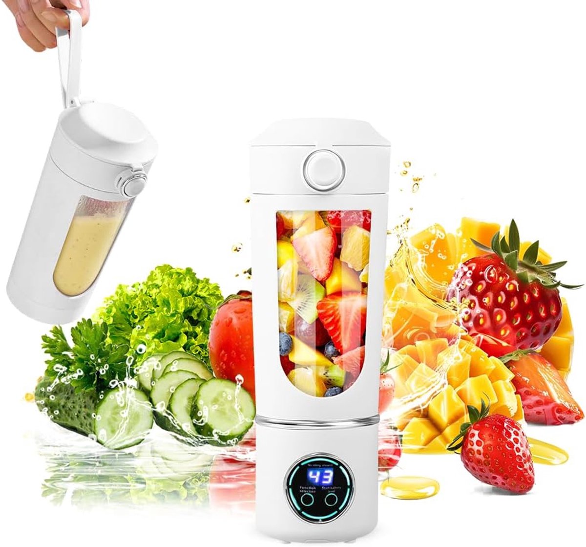 SnelShoppen - Portable Mixer 700ml Mini Blender voor Smoothies en Shakes, Oplaadbare Smoothie Maker met 12 RVS Messen, Ideaal voor Reizen, Kantoor en