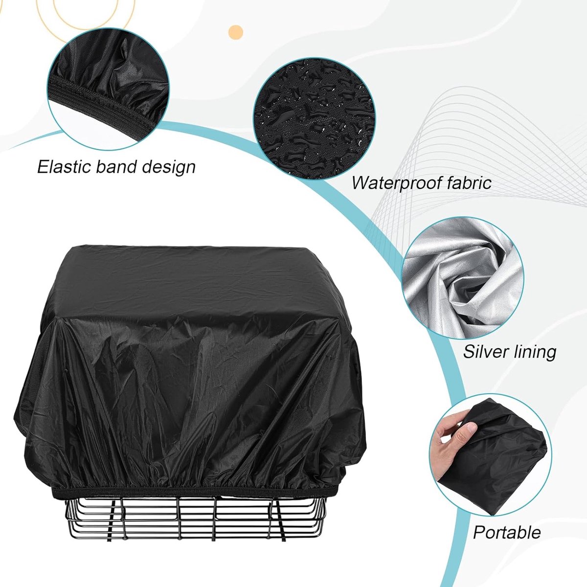 SnelShoppen - 2 Stuks Fietsmand Regenbescherming - Waterdichte Fietsmandafdekking - Elastische Opening - Zwart Polyester - Fietsaccessoires voor Fiets