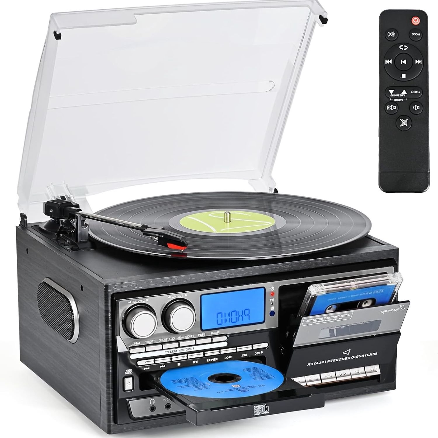 Platenspeler Bluetooth - CD Speler met Speakers - Vintage - Zwart