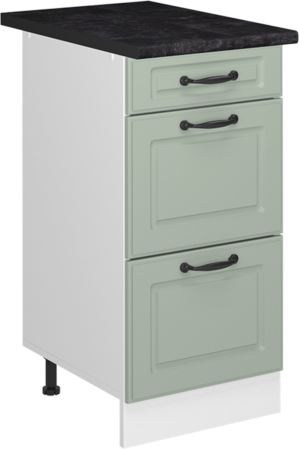 Vicco Keukenonderkast R-Line, Mint landelijk/Wit, 40 cm met laden antraciet werkblad