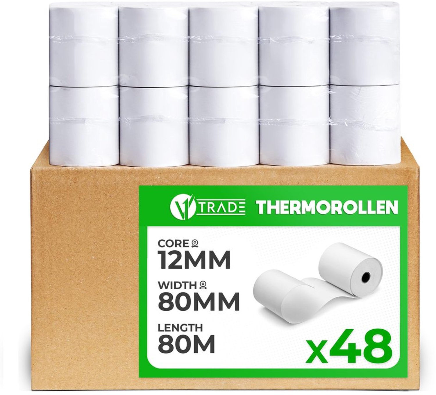 Thermische rollen 80mm x 80m - 48 stuks voor kassa's