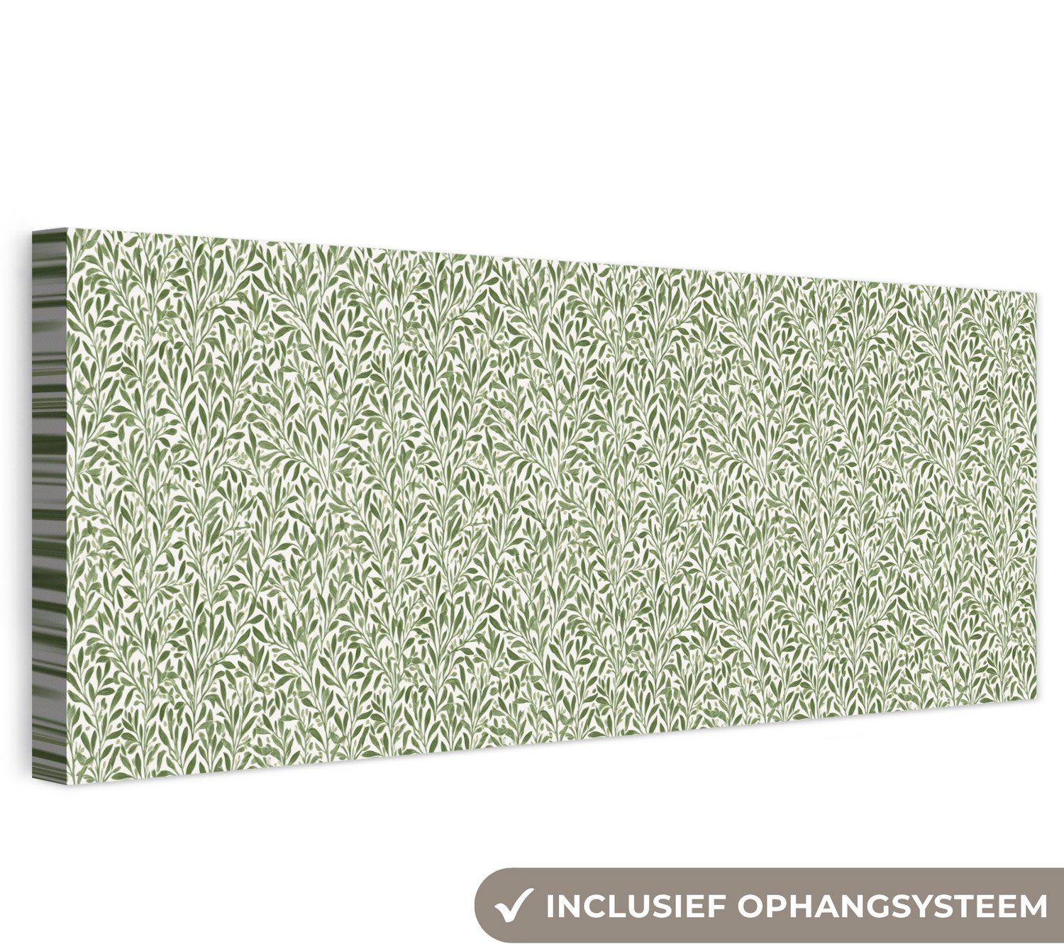Canvas schilderij 60x20 cm - Exclusieve wanddecoratie Botanisch - Takken - Groen - Muurdecoratie woonkamer - Slaapkamer decoratie - Kamer accessoires - Schilderijen op canvas