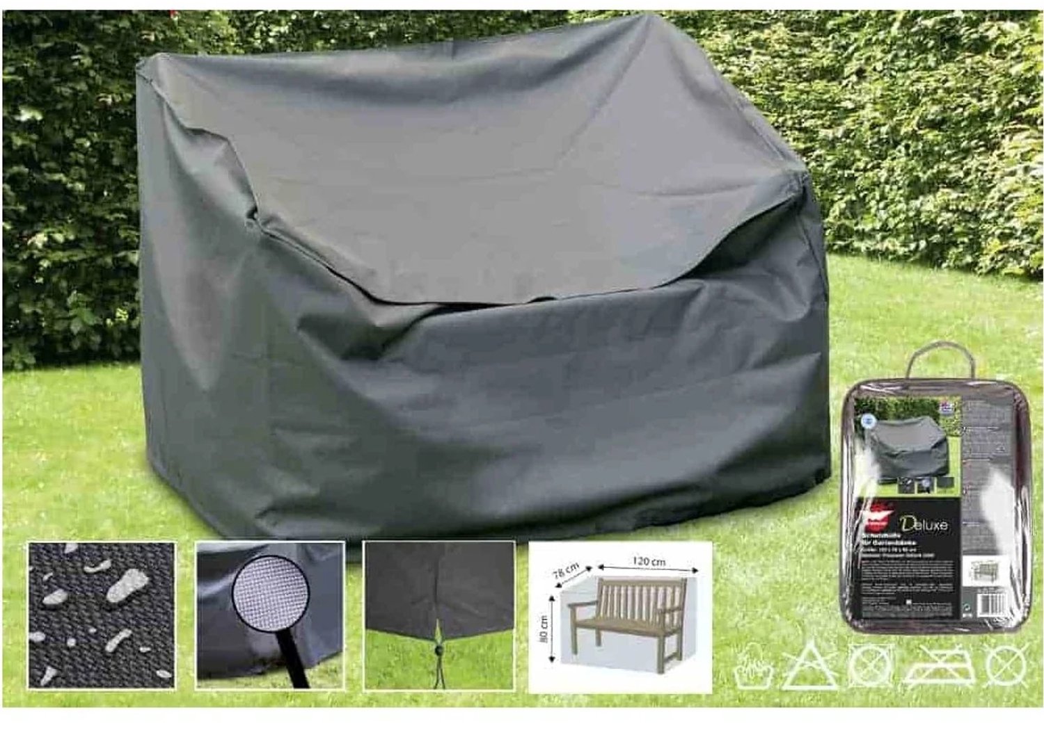 Boni-Shop® Tuinbank beschermhoes 120 cm, waterdicht en weerbestendig Grijs