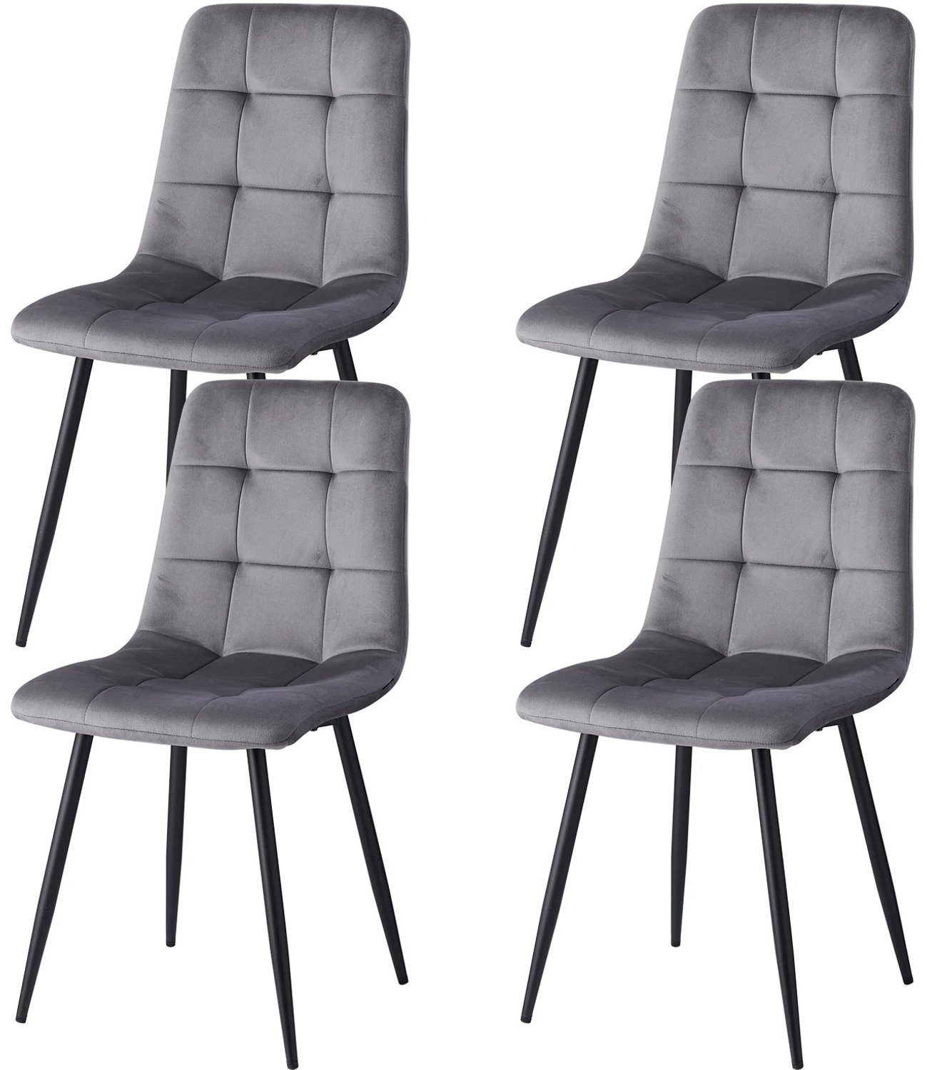 Vurnomi Stoelen eetkamerstoelen - Stoelen set van 4 - Stoelen - Ribstof Corduroy - Metaal frame - Modern design - Grijs