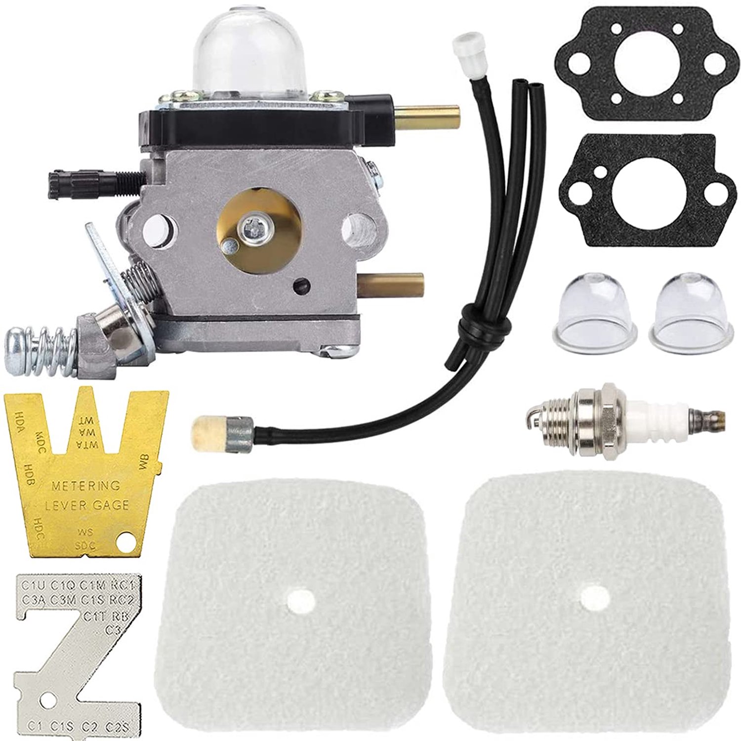 C1U-K54A Carburateur Vervanging voor 2-takt 7222 7222E 7222M 7225 7230 7234 7240 7920 7924 motorcultivator/cultivator, met bougiekeerringen voor luchtfilter
