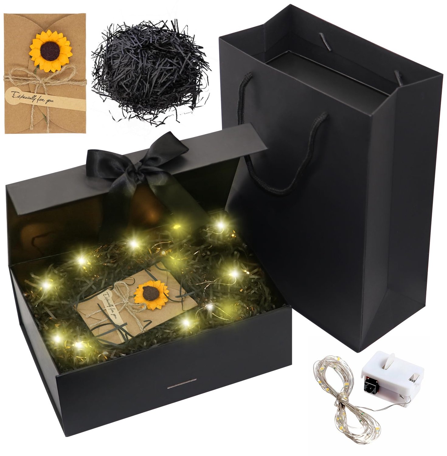 Grote Cadeau Doos met Deksel en LED Lichten voor Verjaardagen en Bruiloften
