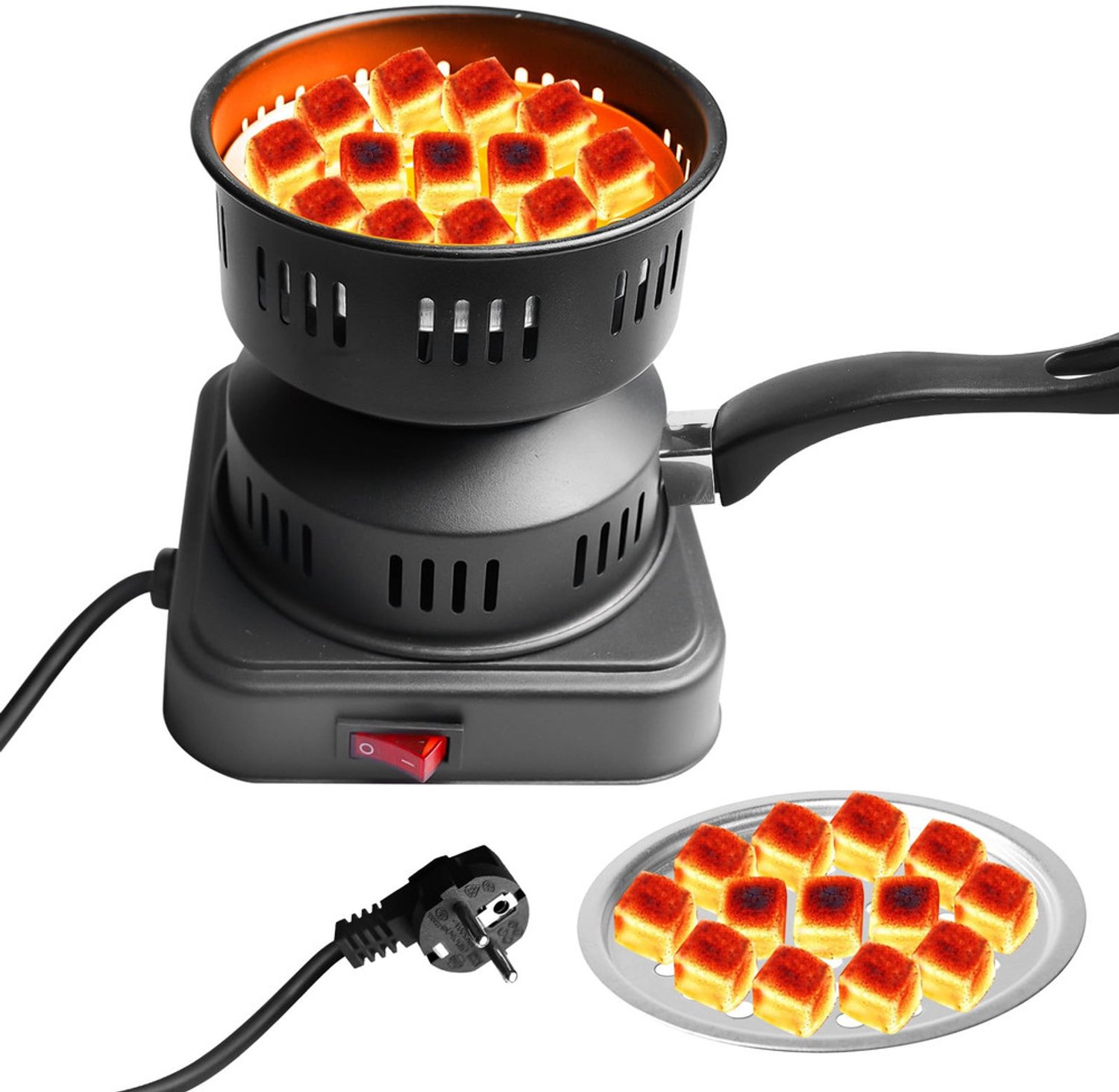 Elektrische kolenaansteker, 450-600 W: elektrische barbecue-aansteker, accessoires met handvat, kolenrooster, elektrische kolengrill, accessoires, kolenaansteker, outdoor, voor barbecue en