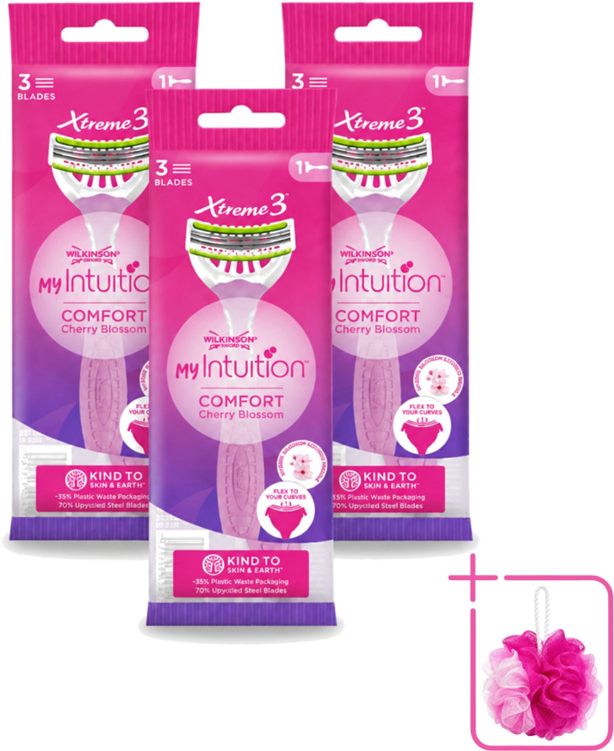 3 x Wilkinson - Wegwerpscheermesjes - Xtreme 3 My Intuition - Comfortabel - 1 scheermesje - Bulkverpakking - Scheermesje vrouwelijk - Douchemop - Wegwerpscheermesje