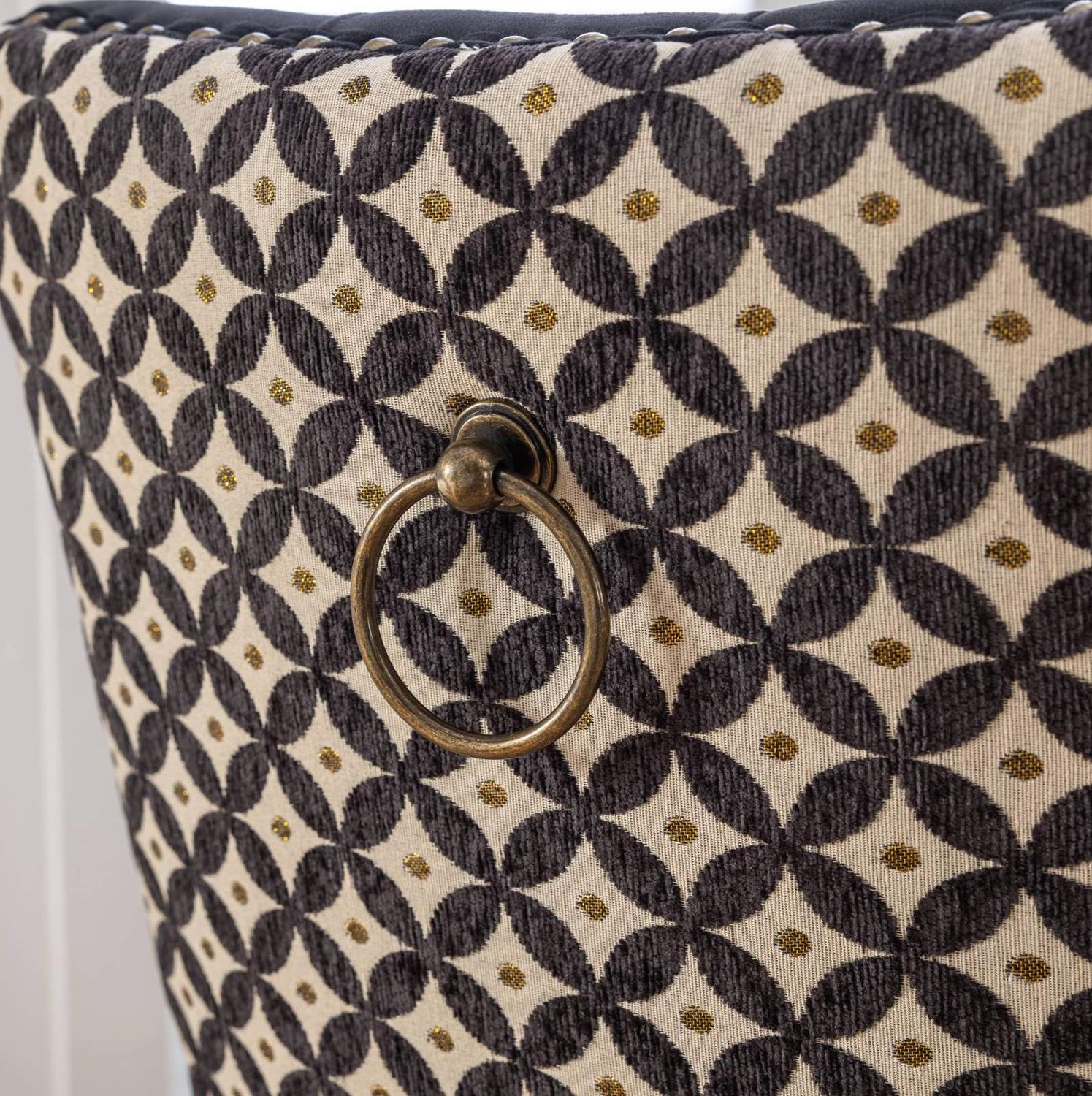 CHICFURN Eetkamerstoel - Set van 2 - Gecapitonneerde rugleuning - Zwart Zwart, crème en goud