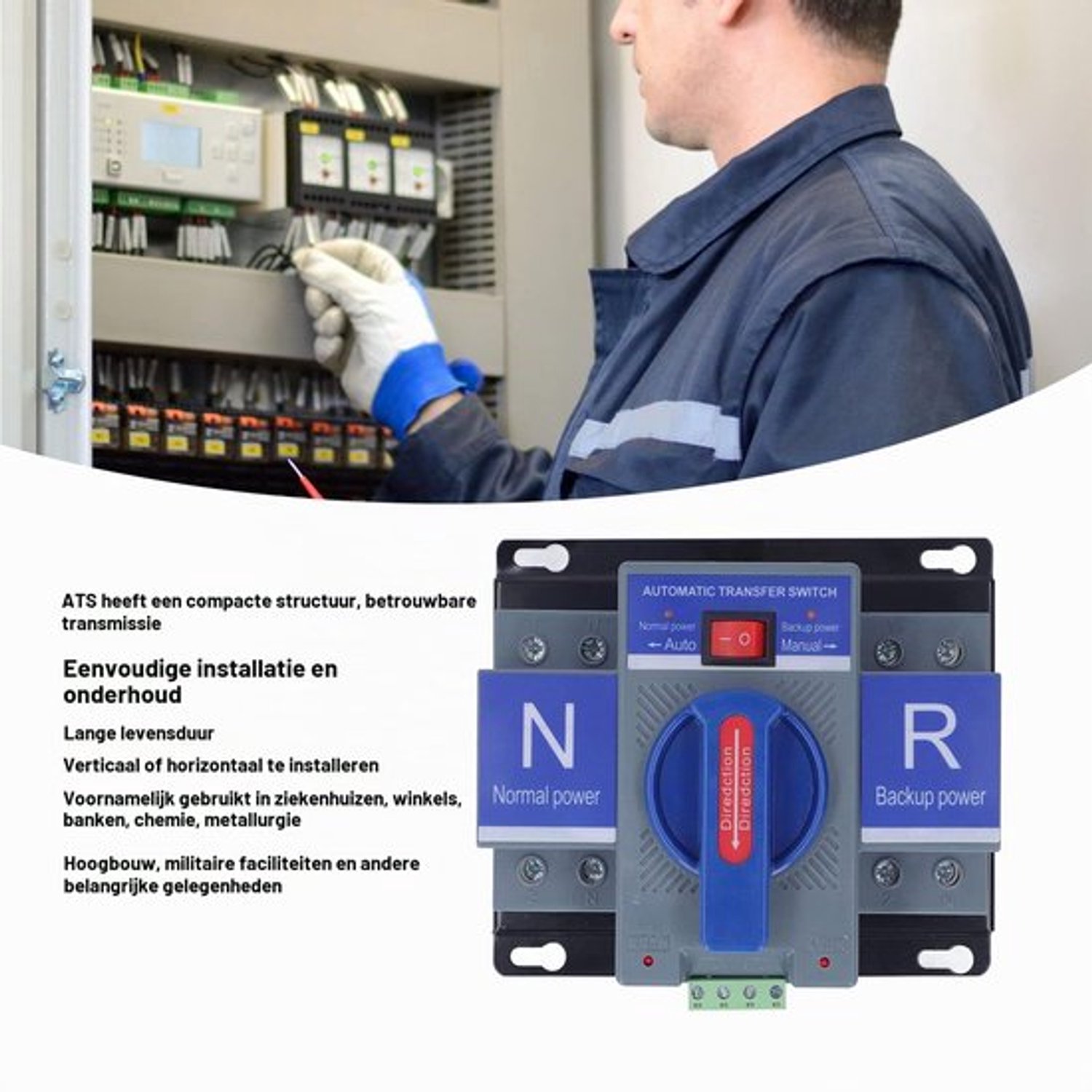 AC230V Dubbele Power Automatische Omschakeling 2P Type Mini Omschakeling voor Huishoudelijke PV (63A)