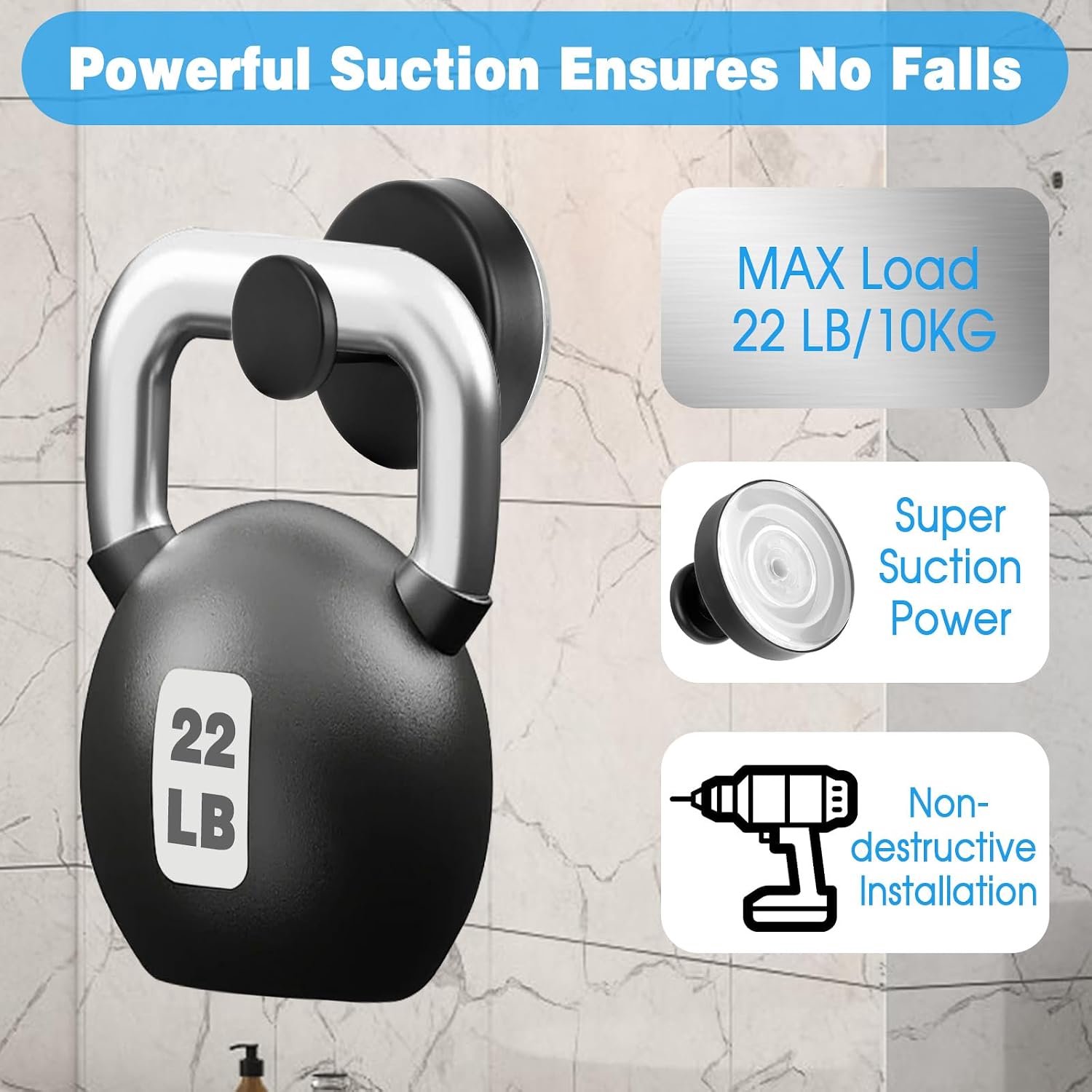 Pack of 4 Self Adhesive Wall Hooks Suction Cup Hooks Bathroom Shower Hooks Stainless Steel Extra Strong Suction Cup - ShopVlot