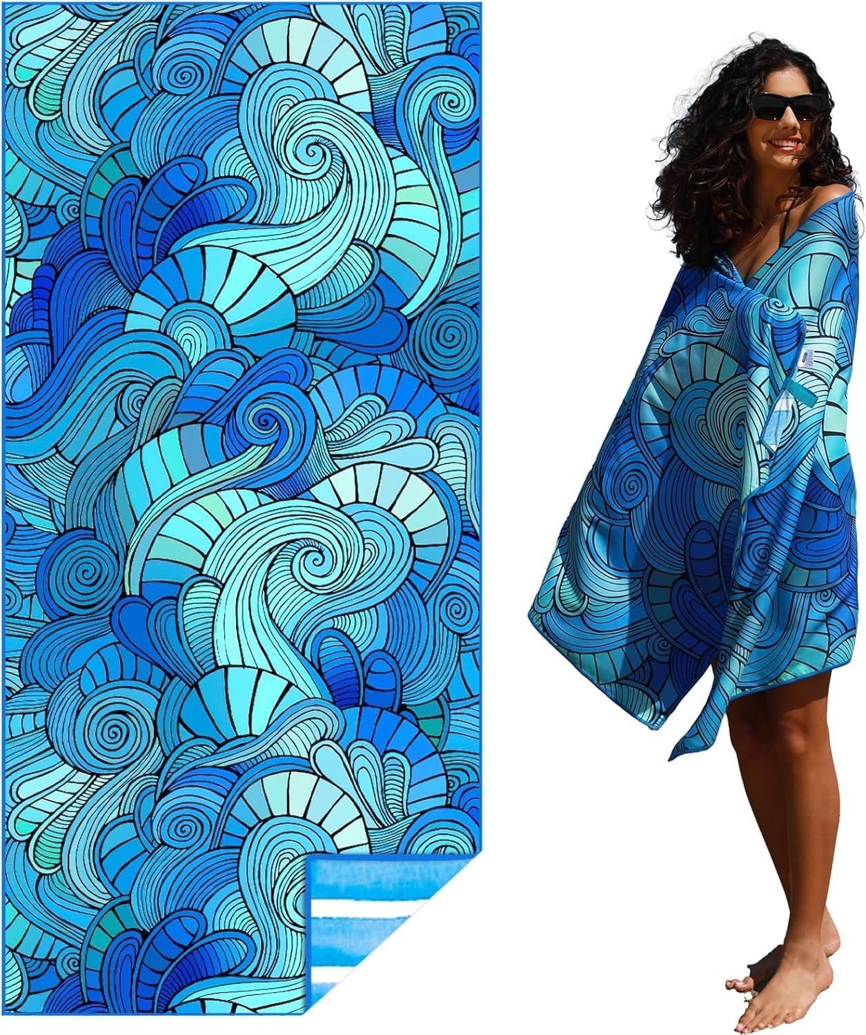 Microvezel strandlaken, 180 x 80 cm - Vemera