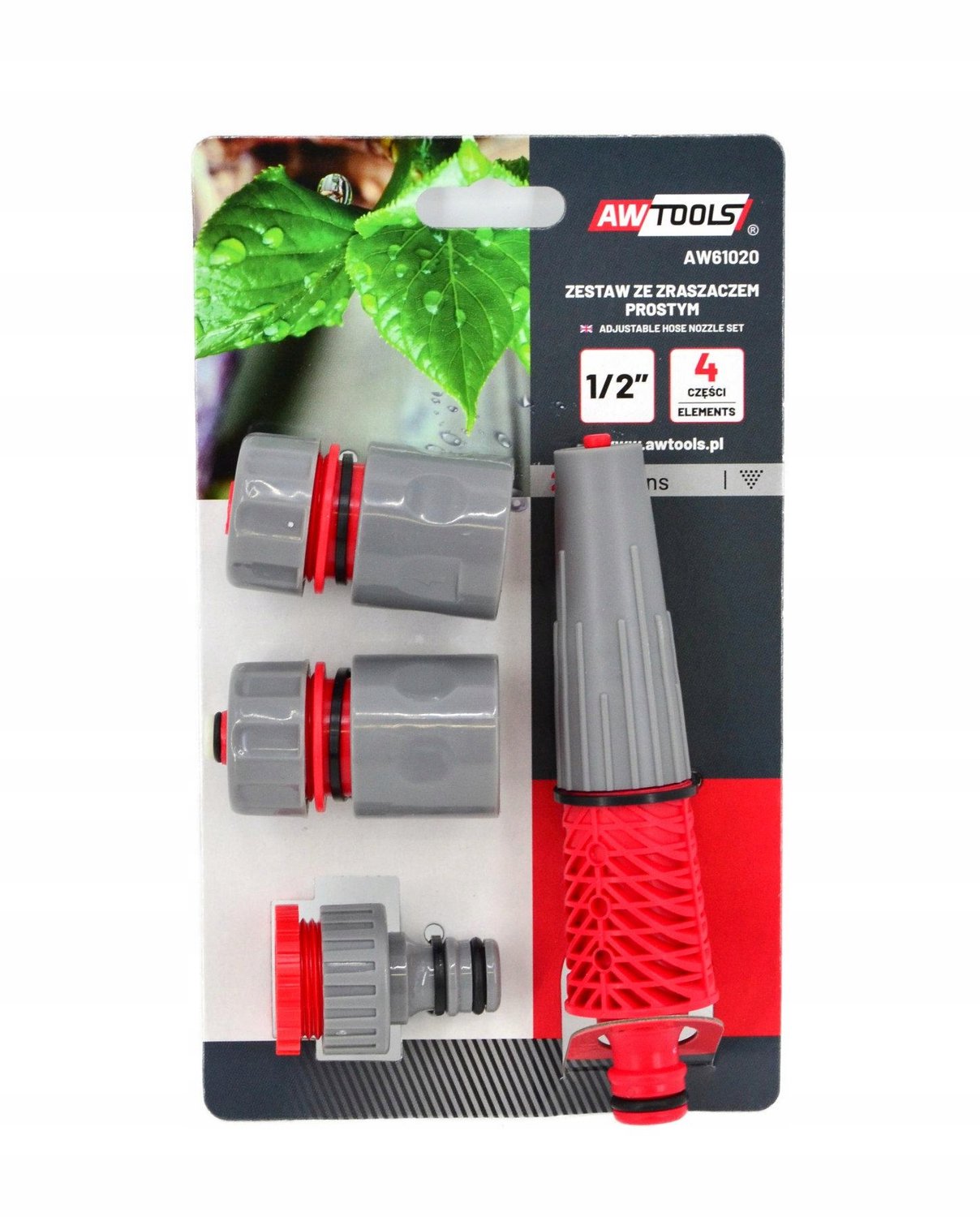 AWTOOLS Sproeierset 4-delig 1/2" ABS - Snelkoppeling & Verstelbaar