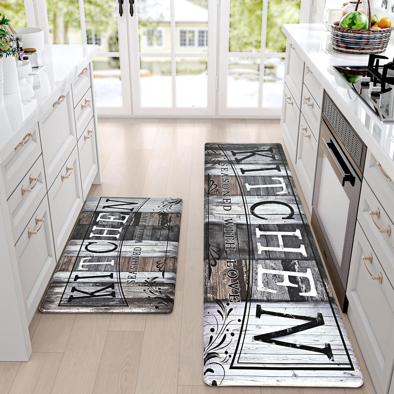 Yugarlibi PVC keukentapijtloper, pak van 2, antislip wasbare keuken loper, 10 mm dik, anti-vermoeidheid keukenmat - ShopVlot