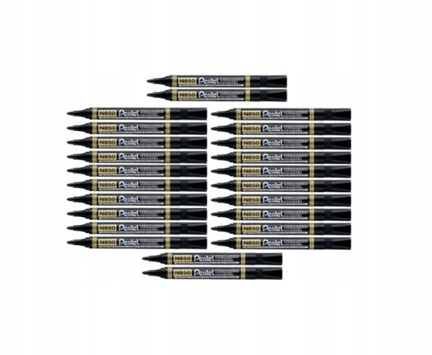 Pentel N850 Permanente Markers Zwart - Set van 24 Stuks