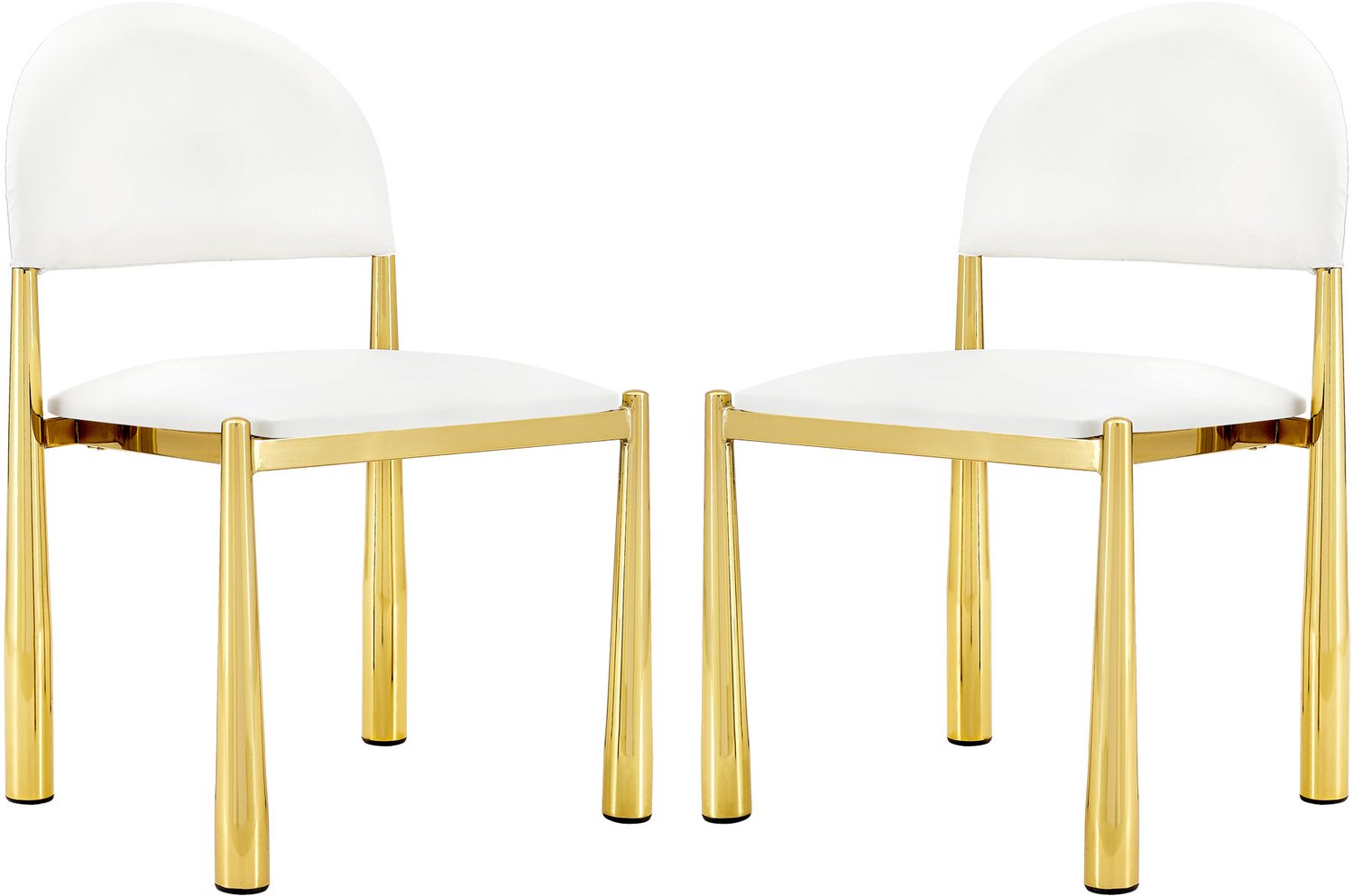 SONNENH Eetkamerstoelen set van 2 met halfronde rug - PU-kunstleer - witte bekleding - goudkleurige metalen poten