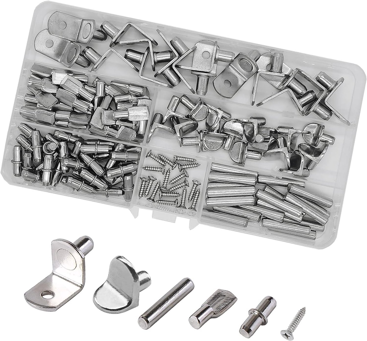 Shelf Pens Set 132 Pieces Cabinet Shelf Support Furniture in 6 Styles Nickel Plated Cap Pin Pens Durable Metal Racks - ShopVlot