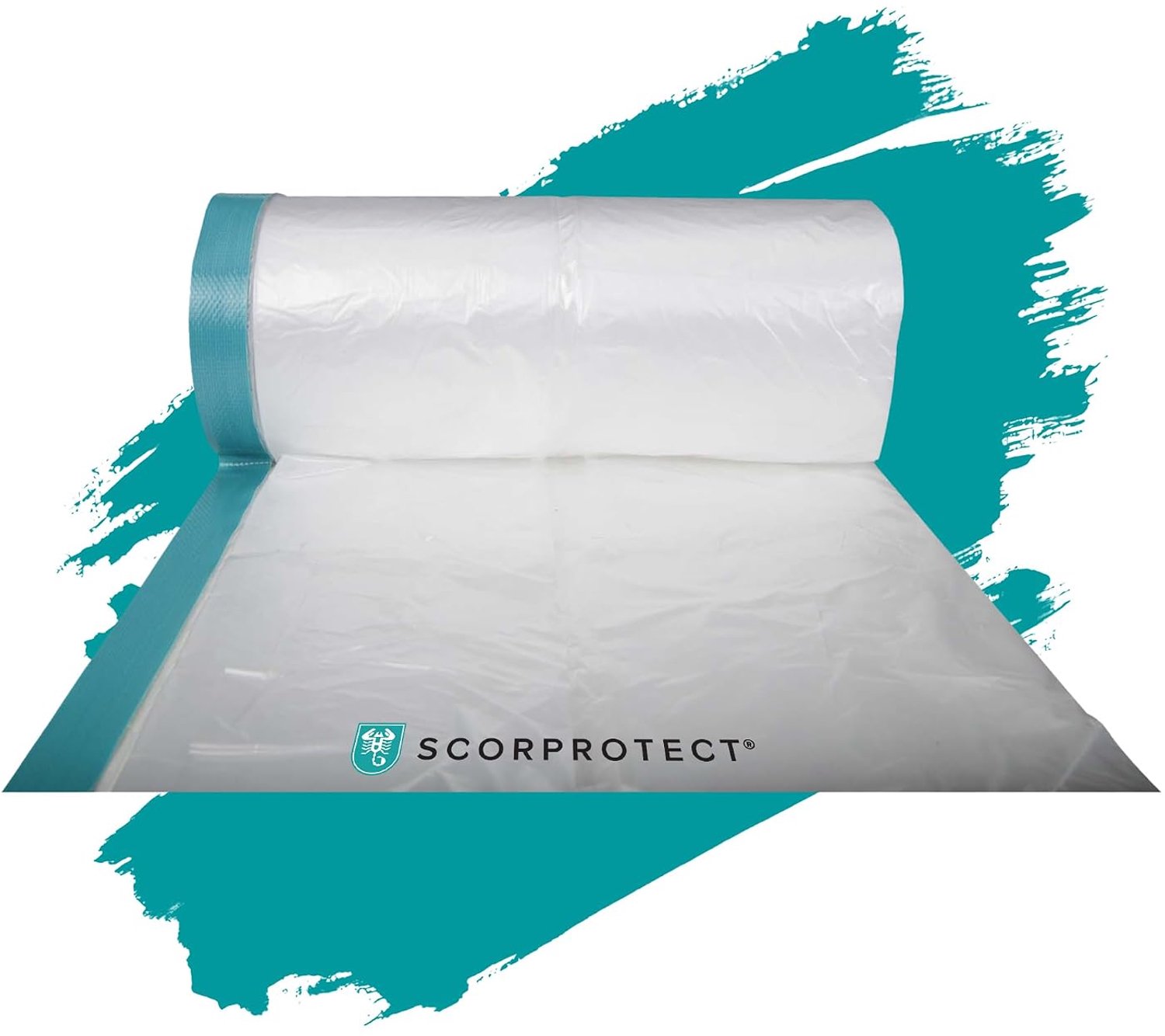 Scorprotect® Geweven combi-maskerkleefband met HDPE-afdekfolie in dikte 7 my (2700 mm x 16 m) - Vemera