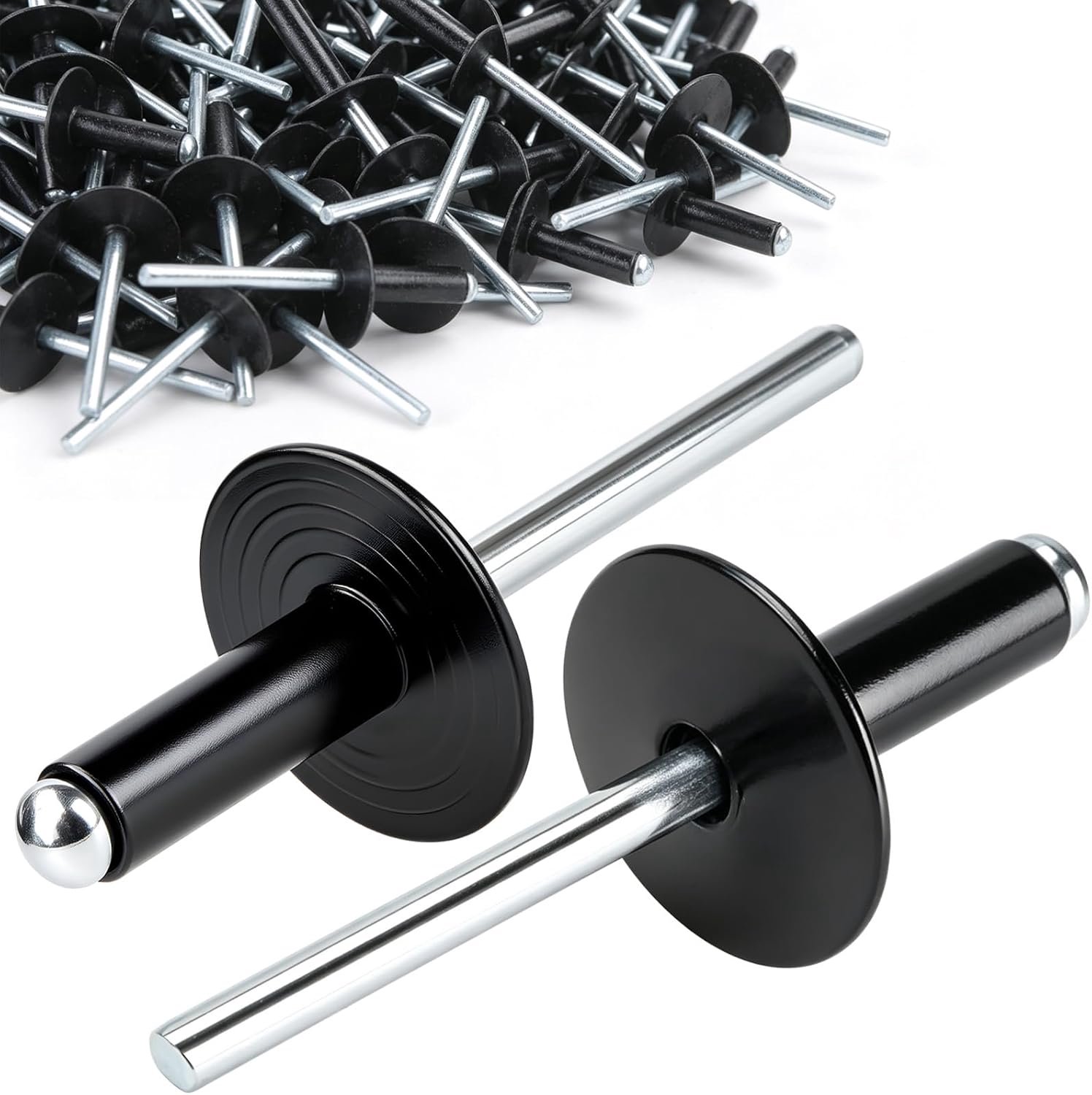 100pcs Large Flanged Blind Rivets, 0.3 x 10mm Dome Head Pop Rivets, Black Blind Rivets 0.3cm Aluminum Rivets Wide Head - ShopVlot