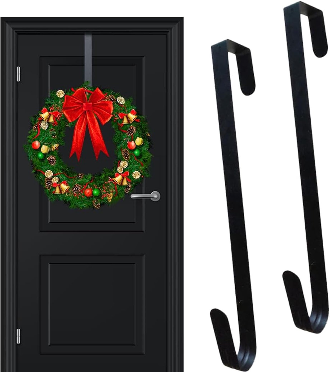 2 x Metal Zinc Wreath Hooks 12 Inch Long, Rustproof, Easy to Install, Multifunctional Door Hooks for Wreaths - ShopVlot