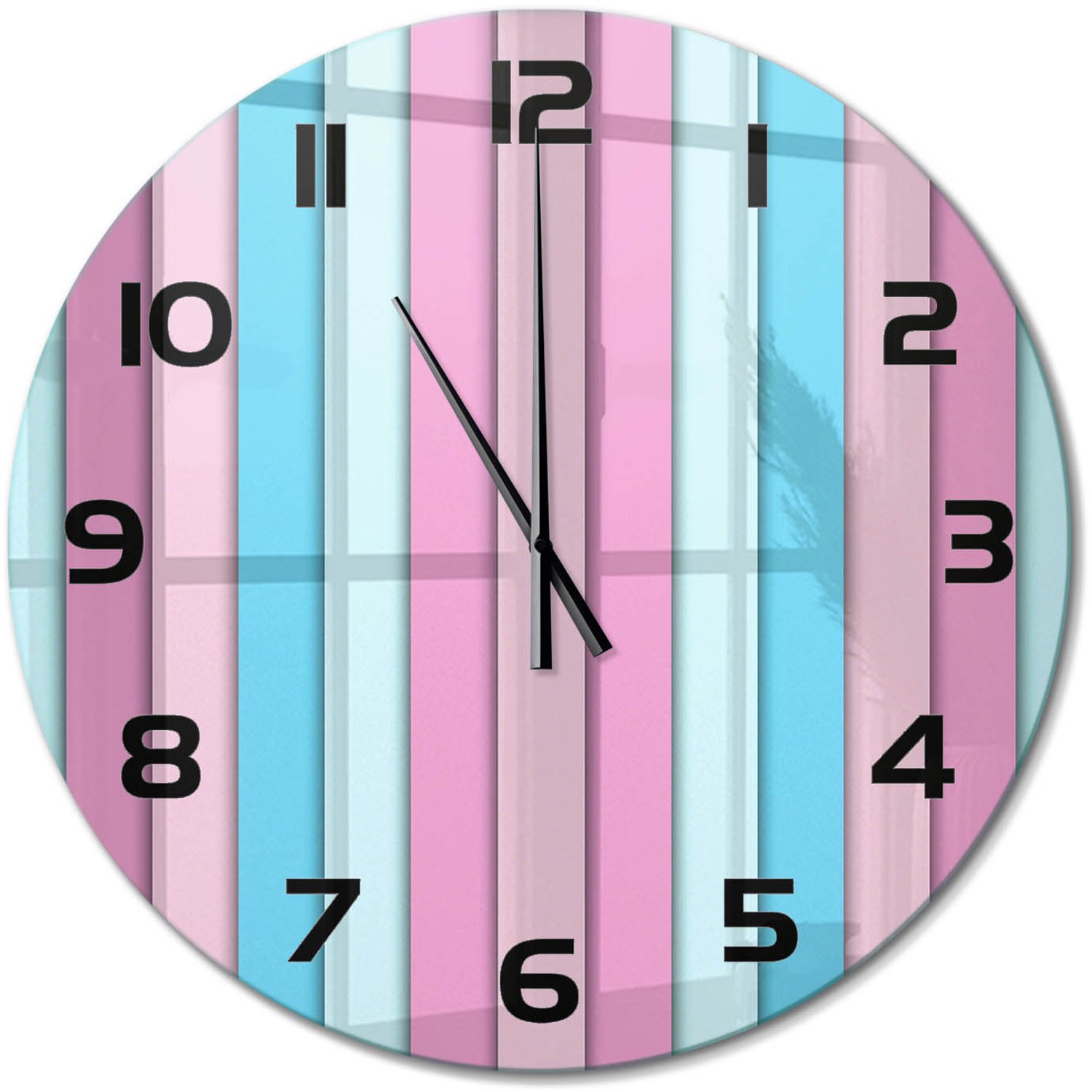 TULUP Wandklok - Kleurrijke strepen Wandklok Glas Decoratie - fi60 cm - Veelkleurig Gekleurde Glazen Klok - Zwarte handen - Ronde Klok - Klok Glas Met Opdruk - Moderne Wandklok Glas