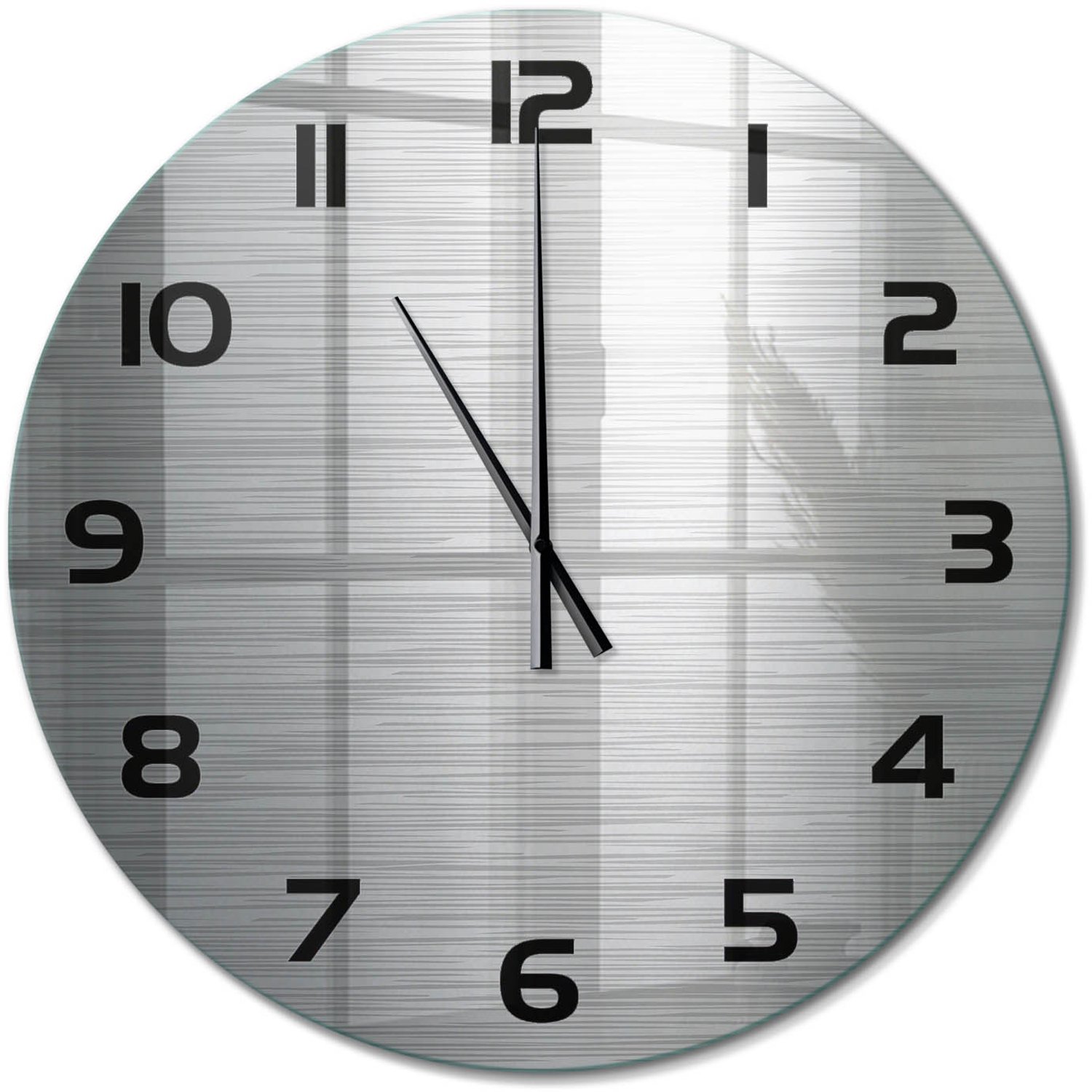 TULUP Wandklok - Metalen achtergrond Moderne Wandklok Glas - fi60 cm - Zilver Wandklok Glas Decoratie - Zwarte handen - Ronde Klok - Glazen Wandklok Design - Klok Glas Met Opdruk