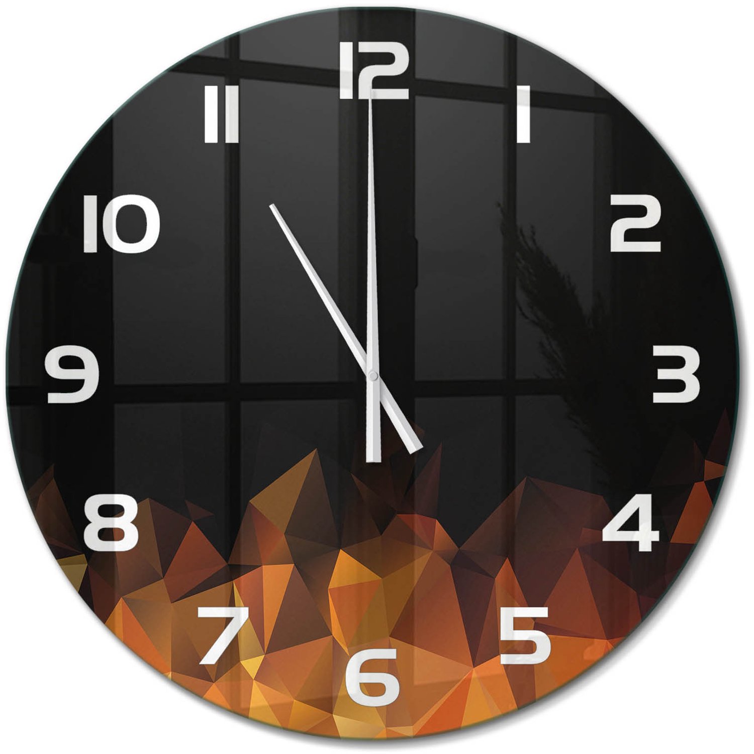 TULUP Wandklok - Abstractie Decoratieve Glazen Klok - fi60 cm - Oranje Glazen Wandklok Design - Witte handen - Ronde Klok - Glazen Klok Met Print - Wandklok Glas Met Motief
