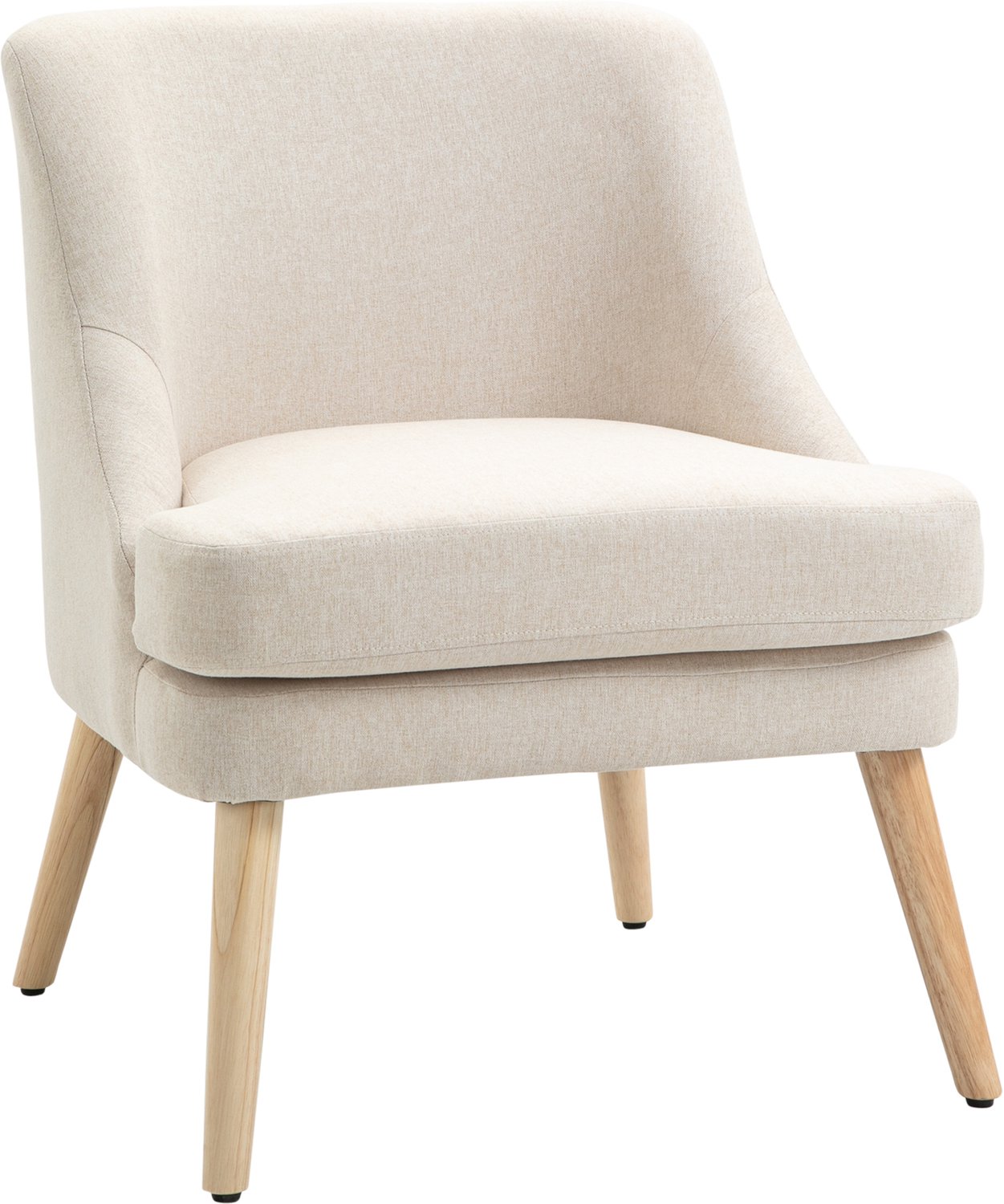 Lunpog Scandinavische fauteuil, woonkamer, comfortabele stoel voor slaapkamer, poten van massief hout, bekleding van linnen, beige | Voor woonkamer en slaapkamer, bek Beige/crèmekleurig
