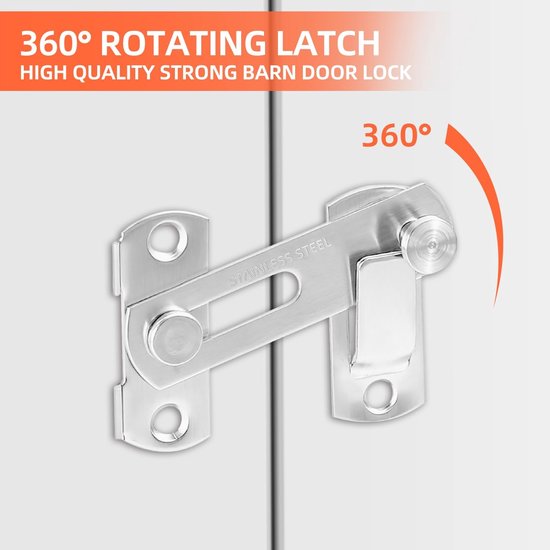 3 inch inklapbare schuifdeurgrendel, zware uitvoering voor privacy - 2 stuks — afbeelding 5