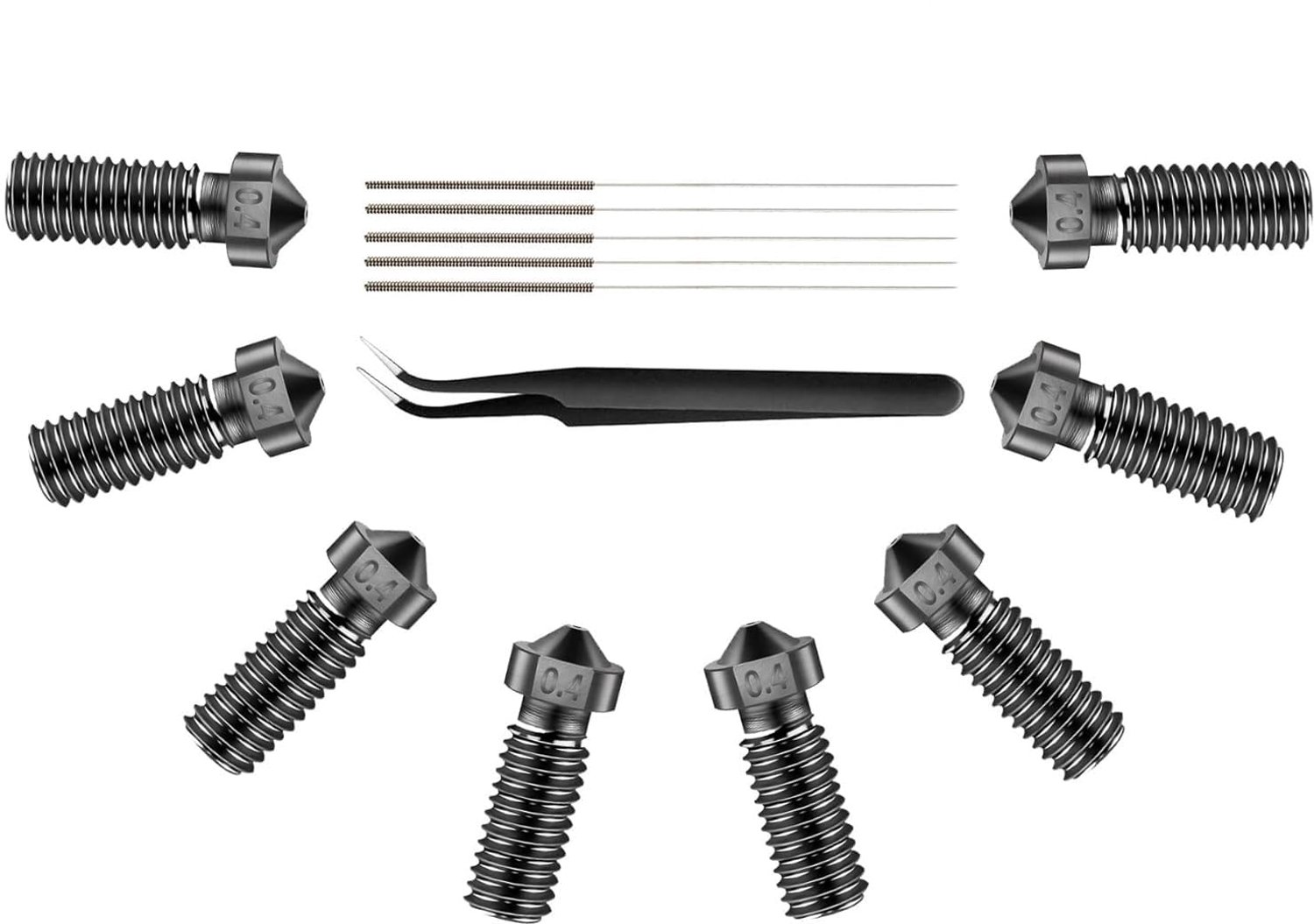 Mondstuk 0,4 mm Hoge Hittebestendigheid - Gebitsprotecties - Mondstuk Stofzuiger - M6 Printkop - Gehard Staal - 8 Stuks
